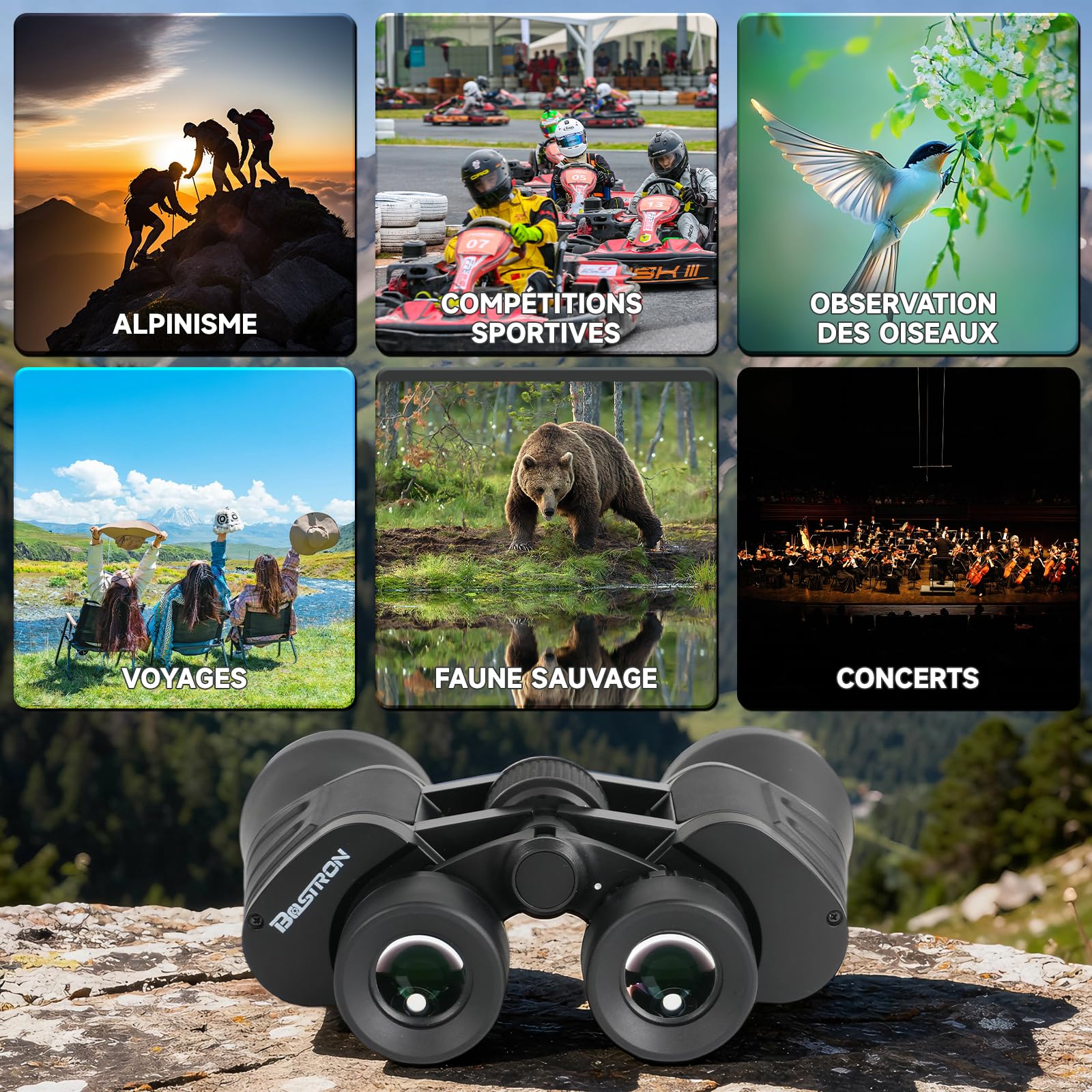 Jumelles Adultes 10x50 Compact pour l'Ornithologie | Jumelles Adultes Puissante pour Observation des Oiseaux,HD Portables étanches pour Football, Concerts