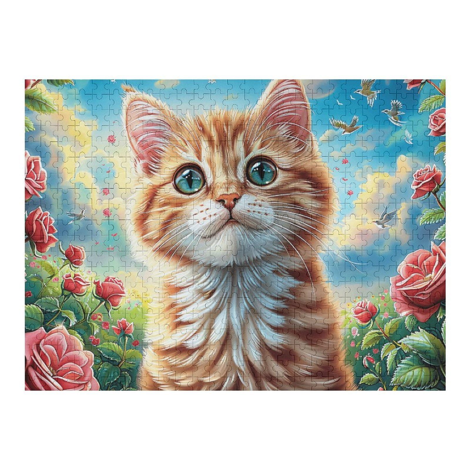 Cat 500 Piece Jigsaw Puzzle for Adults Date Night Activity Couple Bonding Beautiful Design Ideal Anniversary Present 500 PCS