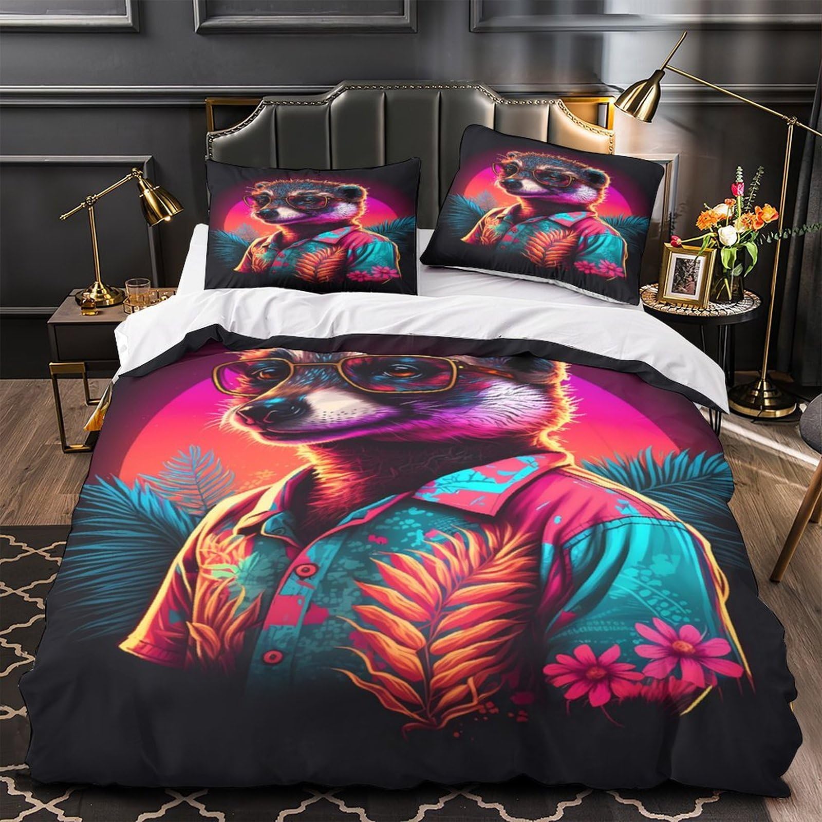 Housse de Couette Raton Laveur Imprimé 3D pour Chambre Enfant Stylée
