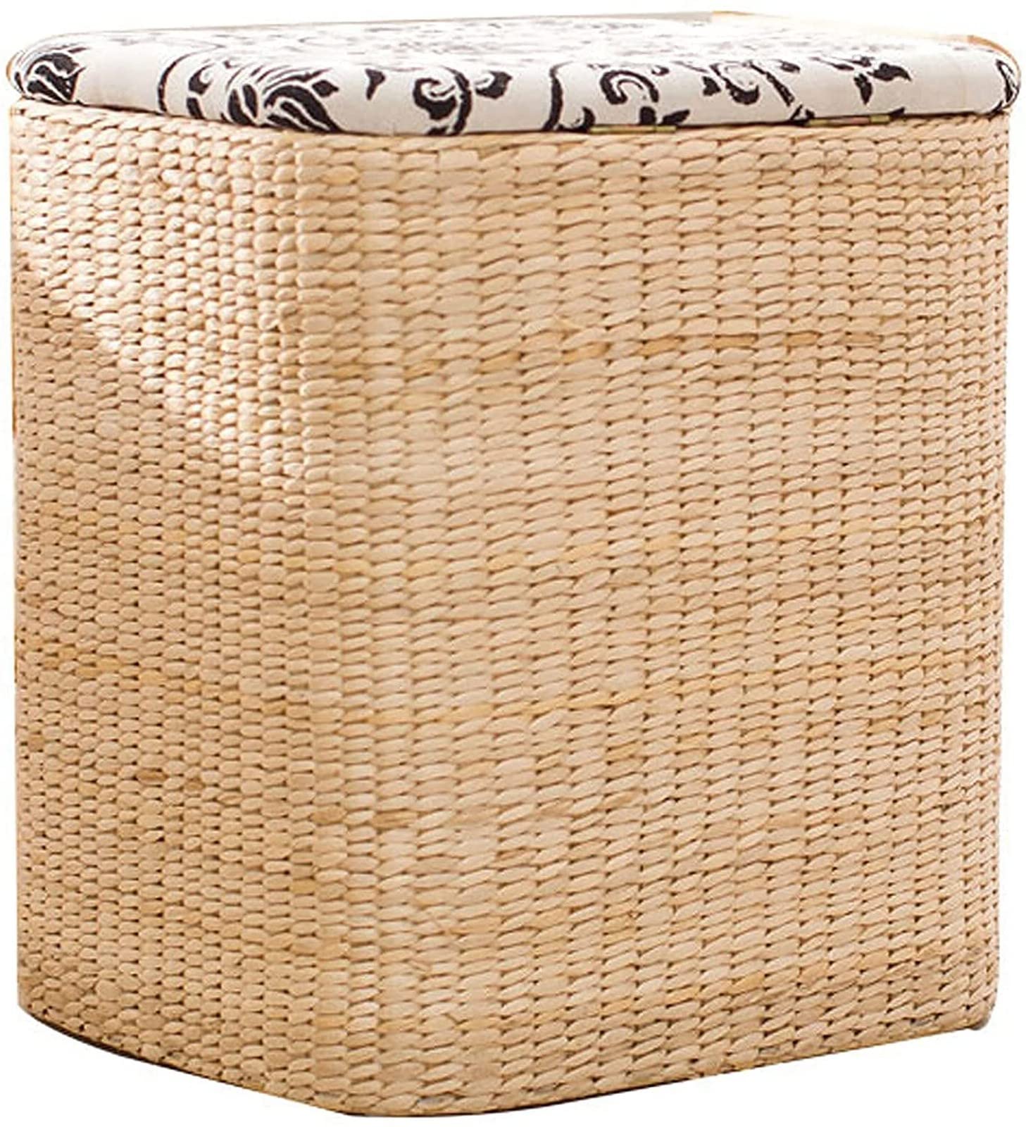 Repose-pieds ottoman carré en rotin couleur bois pour une touche naturelle