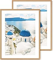 Vista 102 de Axeman Marco para póster de 18 x 24 pulgadas con paspartú para 16 x 20 pulgadas, marco de fotos de madera maciza de roble con vidrio templado, marco