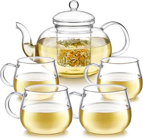 Teabloom Heatproof Glass Teapot Set with Removable Loose Tea Infuser