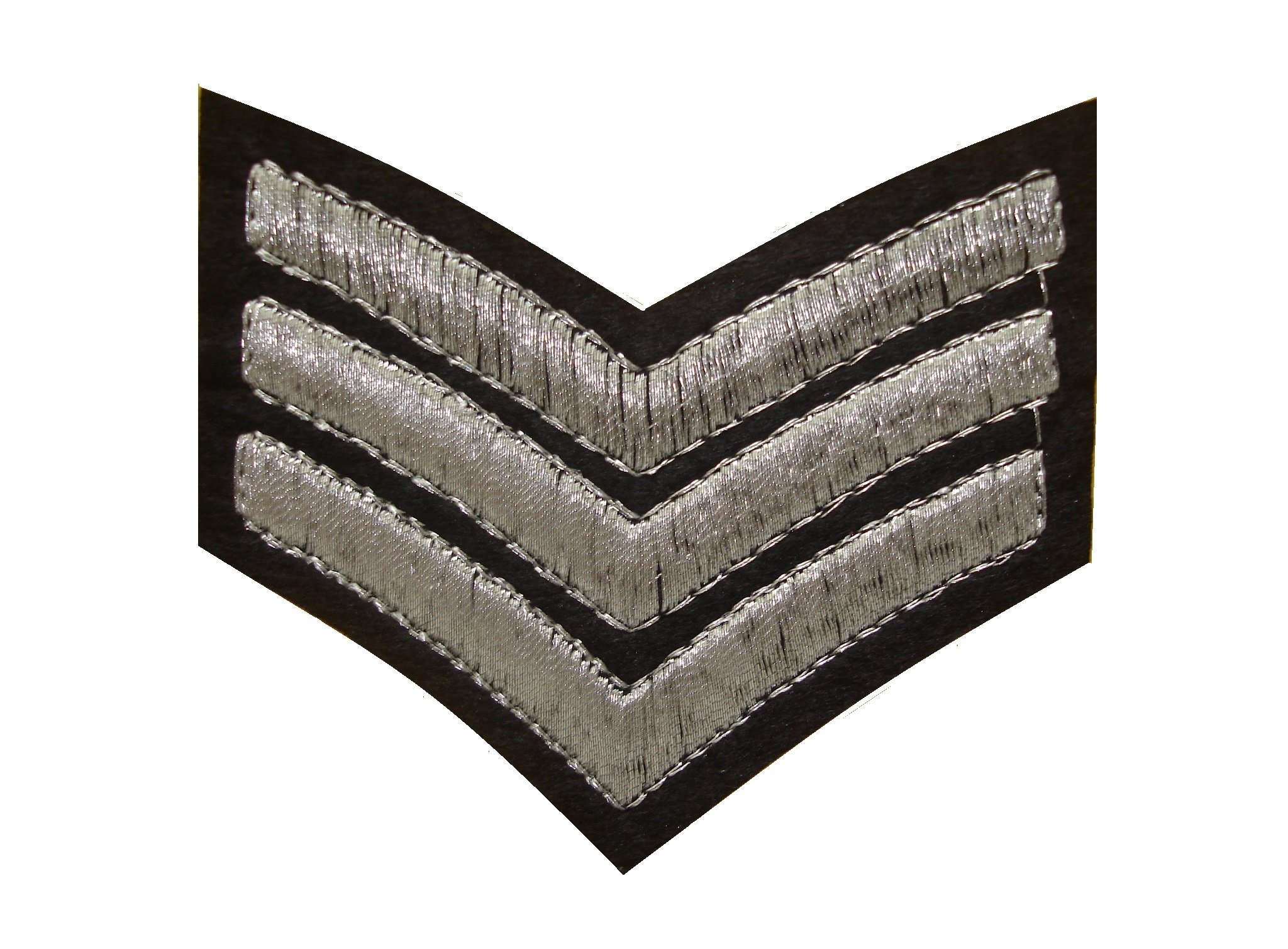 Fabric Silver SERGEANT STRIPES Iron On Biker Patch Motif Applique Military Army Rank Decal 2.6"x2.2"