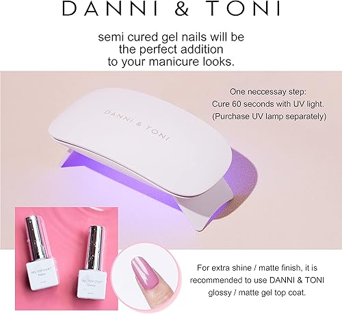 Miniatura 8 de DANNI & TONI Tiras de uñas de gel semicuradas multicolores brillantes (seductores), calcomanías de gel nude para uñas, envolturas de uñas