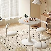 Vista 5 de White Round Dining Table for 2 Person, 24 Inch Small Tulip Table with Pedestal for Living Room, Mid Century Modern Kitchen Tables for Office