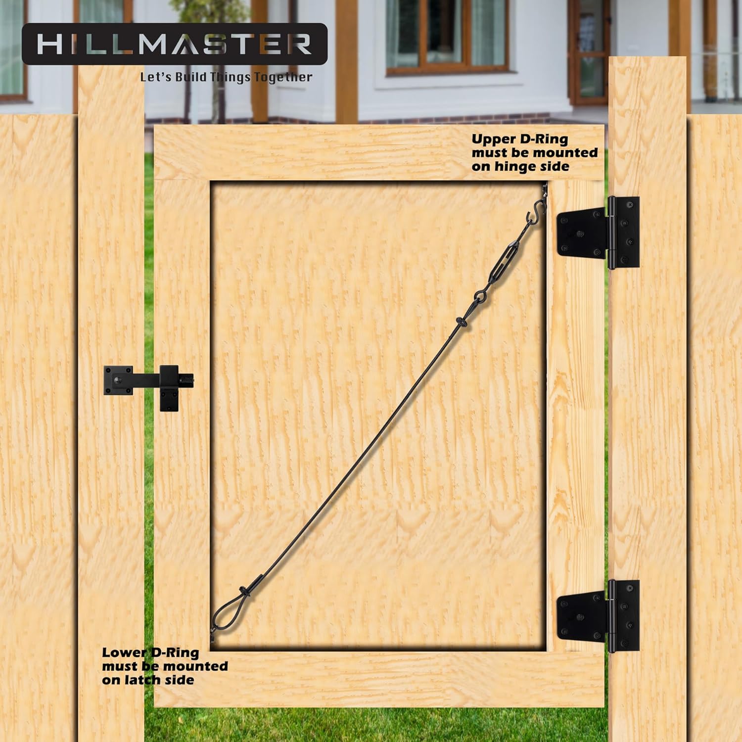 HILLMASTER Durable Anti-Sag Gate Kits for Wooden Fence, Gate Support Cable Kit in Zinc, Anti-Sagging Fence Gate Kit Steel, Wood Door Repair Kit for Outdoor, Black