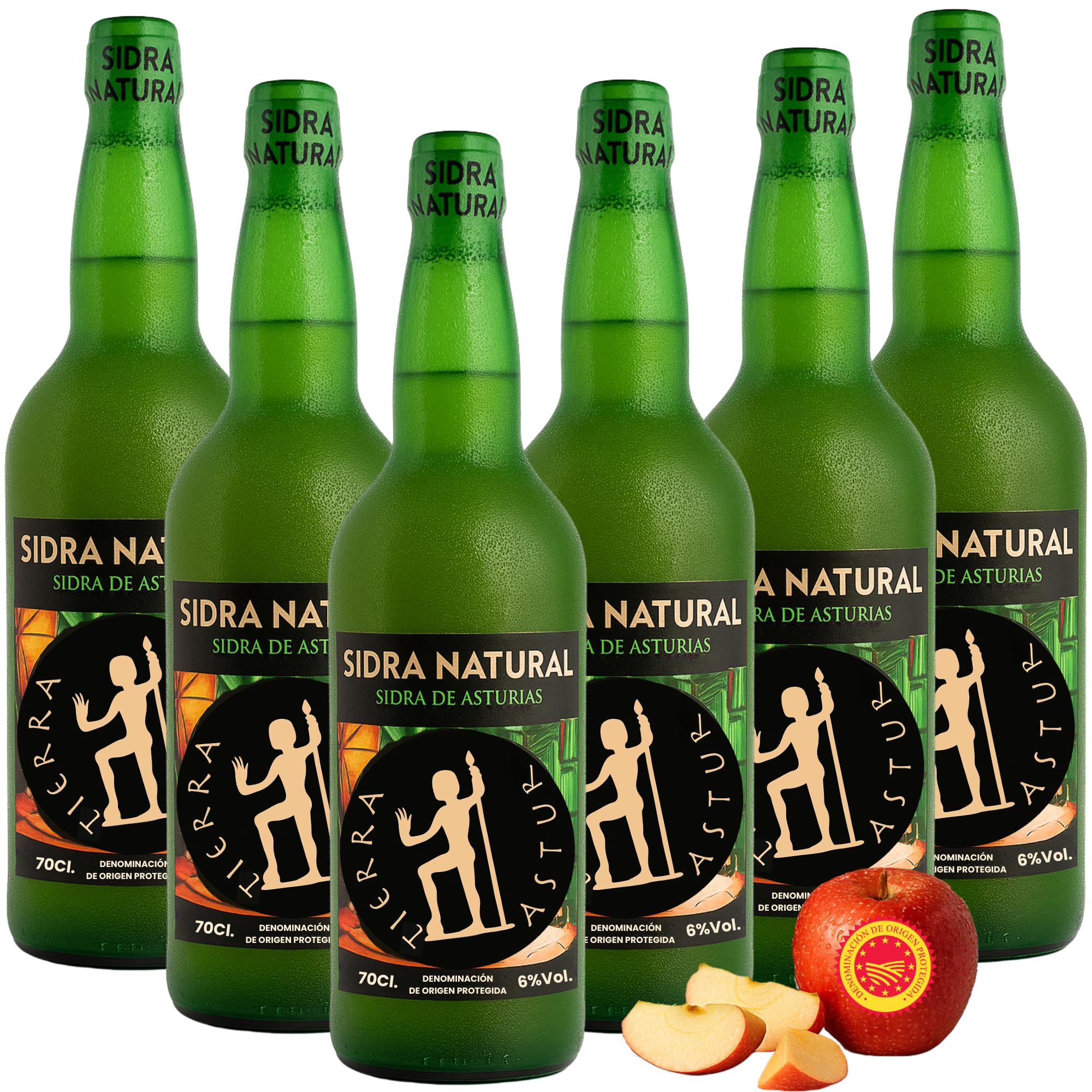 Sidra Asturiana DOP | Pack 6 Botellas 70 cl de Sidra Asturiana – 100% Manzana de Asturiana, 6% Vol