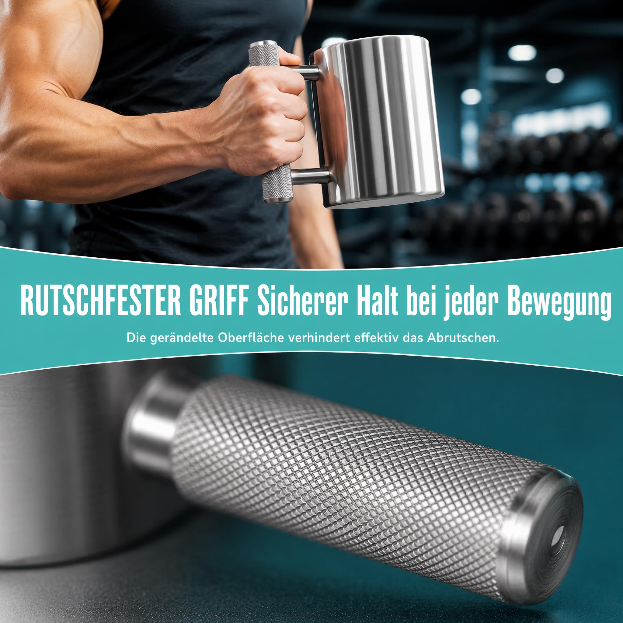 Edelstahl Tasse Schwerer Becher 10 kg, Kurzhantel Kaffeetasse aus Edelstahl 304, Hantel Wasserbecher 400ml, Fitness Sport Wasserbecher für Gym Workout, Lustiger Kaffeebecher Geschenk, Silber