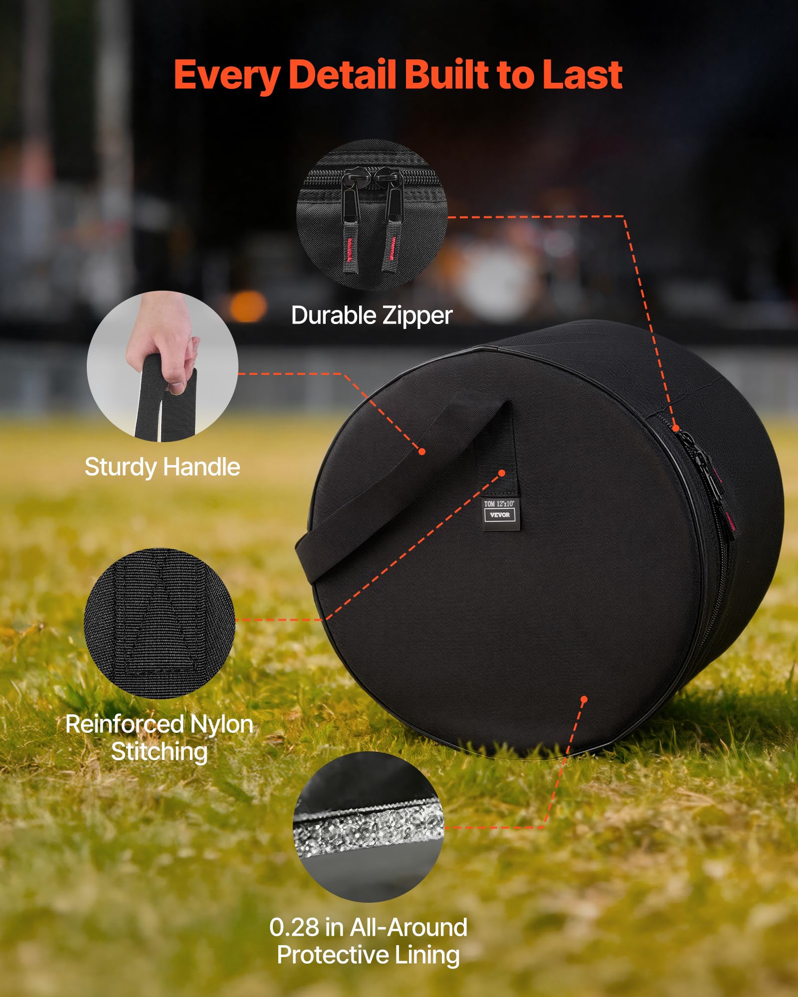 VEVOR Set di Borsa Porta DJ con Divisori Regolabili 5 Pezzi, Borse Imbottite per Batteria, Imbottitura Spessa, Custodie Protettive Leggere, Custodie da Viaggio per Accessori per Batteria