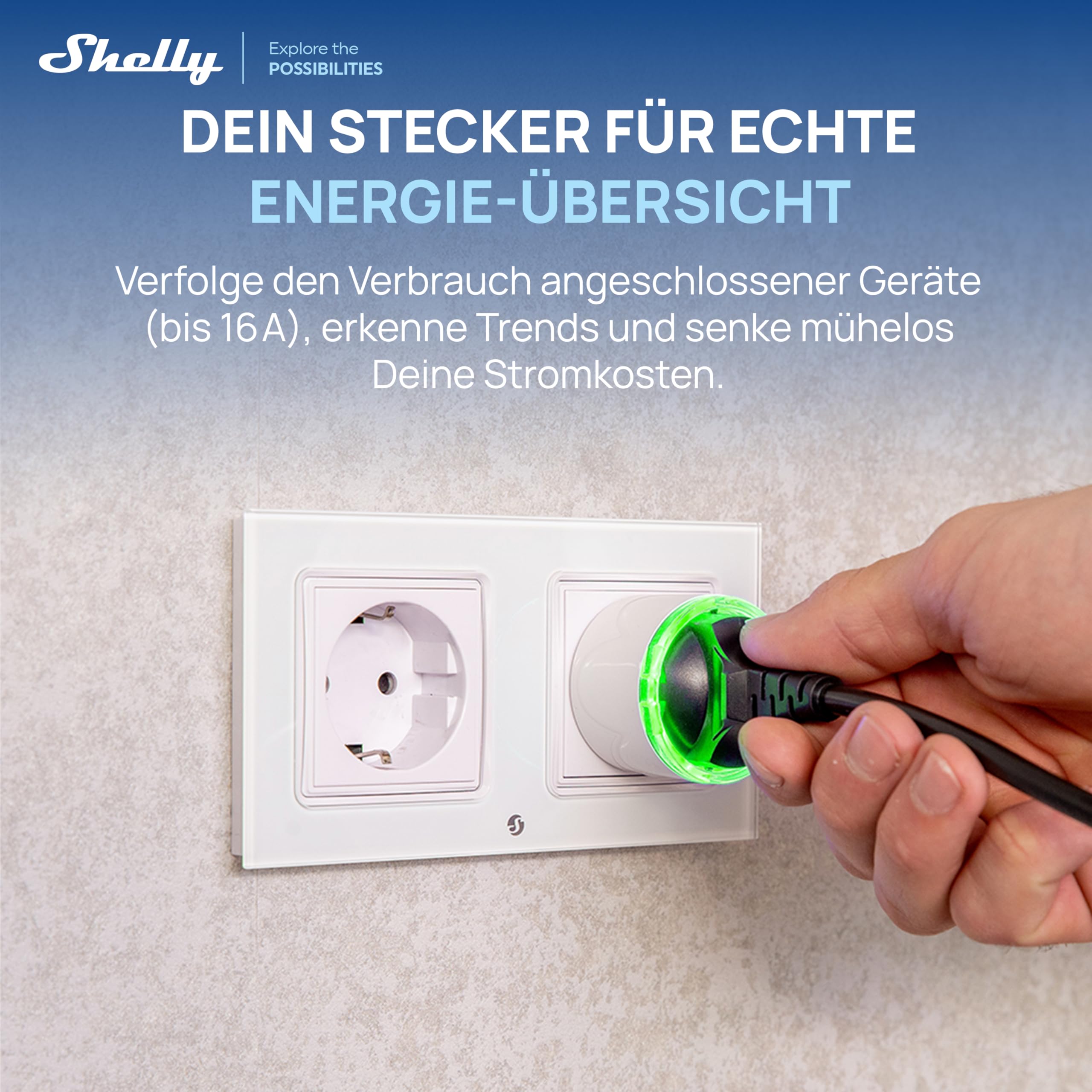 Shelly Plug PM Gen3 Weiß - WLAN Smarte Steckdose, Energiezähler, Keine Schaltfunktion, Leistungsmessung, 16A, 3680W, Zeitschaltuhr, Stecker, Smart Home, Alexa & Google, Kein Hub Erforderlich