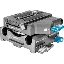 KONDOR BLUE | 501 Adjustable Baseplate 501 QR | Locking Height Adjustable Plate, Built-in 4mm hex Tool, ARRI Style Dovetail clamp | Space Gray