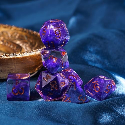 Miniatura 6 de HDdais Juego de dados poliédricos DND, 7 piezas RPG D&D para MTG Dungeons and Dragons juego de rol y otros juegos de mesa (morado)