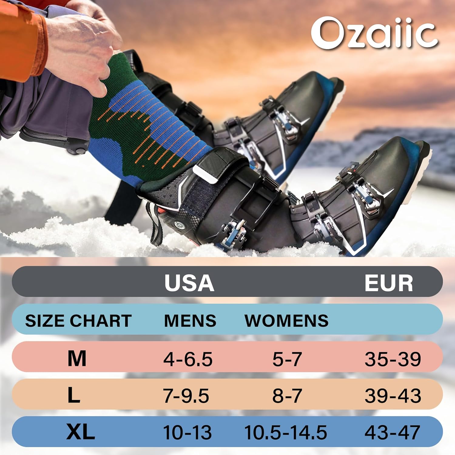 Merino Wool Ski Socks Mens Womens 2 Pairs for Skiing, Snowboarding, Thermal Knee High Winter Warm Sports Performance Socks - Image 6