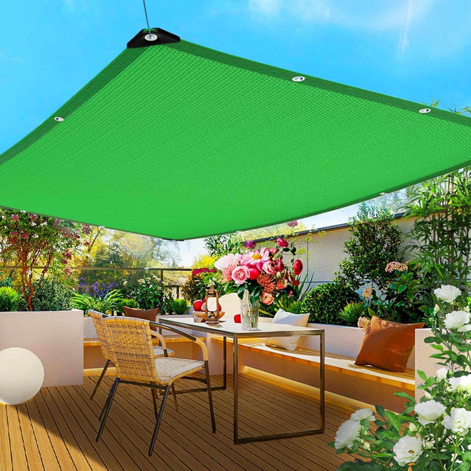 Sun Shade Netting Rectangle Outdoor Shade Cloth with Reinforced Grommets Shade Net Cover for Porch Backyard Lawn Garden, Green(2X4m)