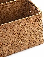 Vista 3 de Cesta de almacenamiento tejida de hierba marina con 4 secciones divididas, cesta de mimbre organizadora para encimeras/armario/estante/aparador