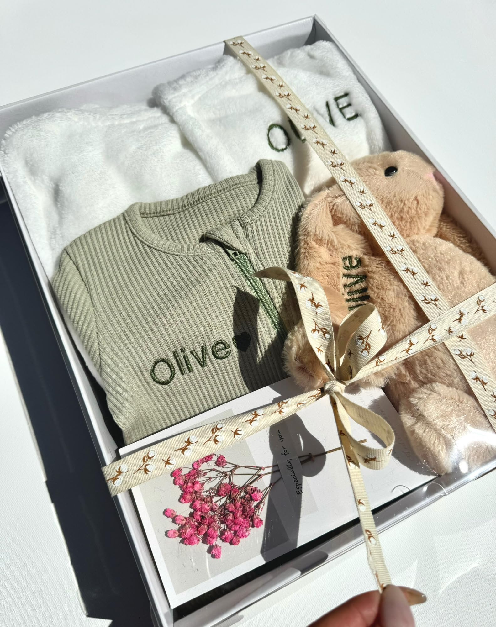 Personalised Baby Gift Set with Box or Without for Baby Boy or Baby Girl, Perfect for Baby Shower Gifts & Christenings with Gift Message Card Ready to Gift (Option 3, 3-6 Months) — view 14
