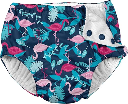 i Play Girls Swim Diaper Navy Flamingo's-3T