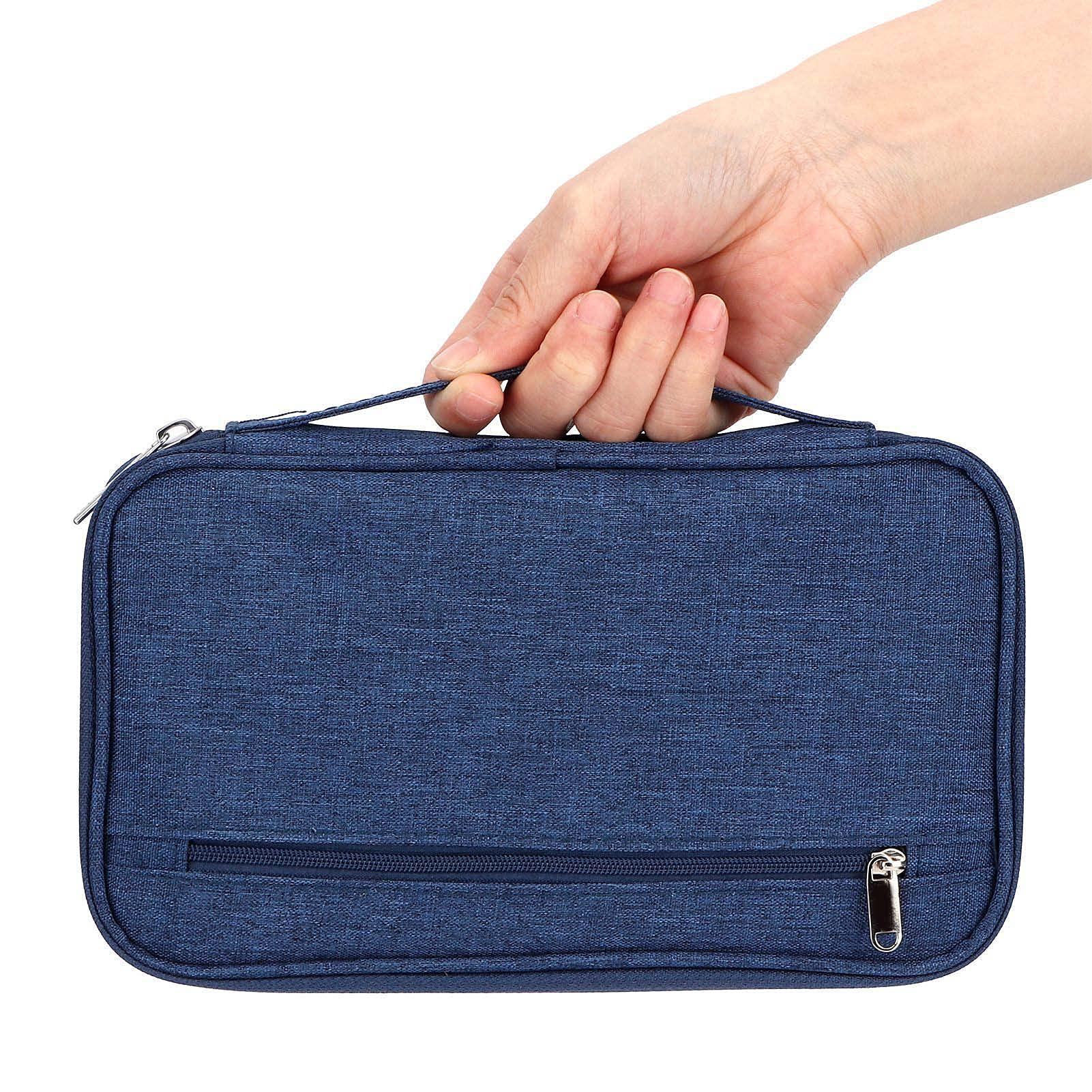 Cocoarm Portafoglio per Passaporto Porta Passaporto in Tessuto Oxford con Tasche Multiple e Fessura Esterna per Biglietti Organizer da Viaggio Antipioggia con Cinghia da Polso per Viaggi di Famiglia