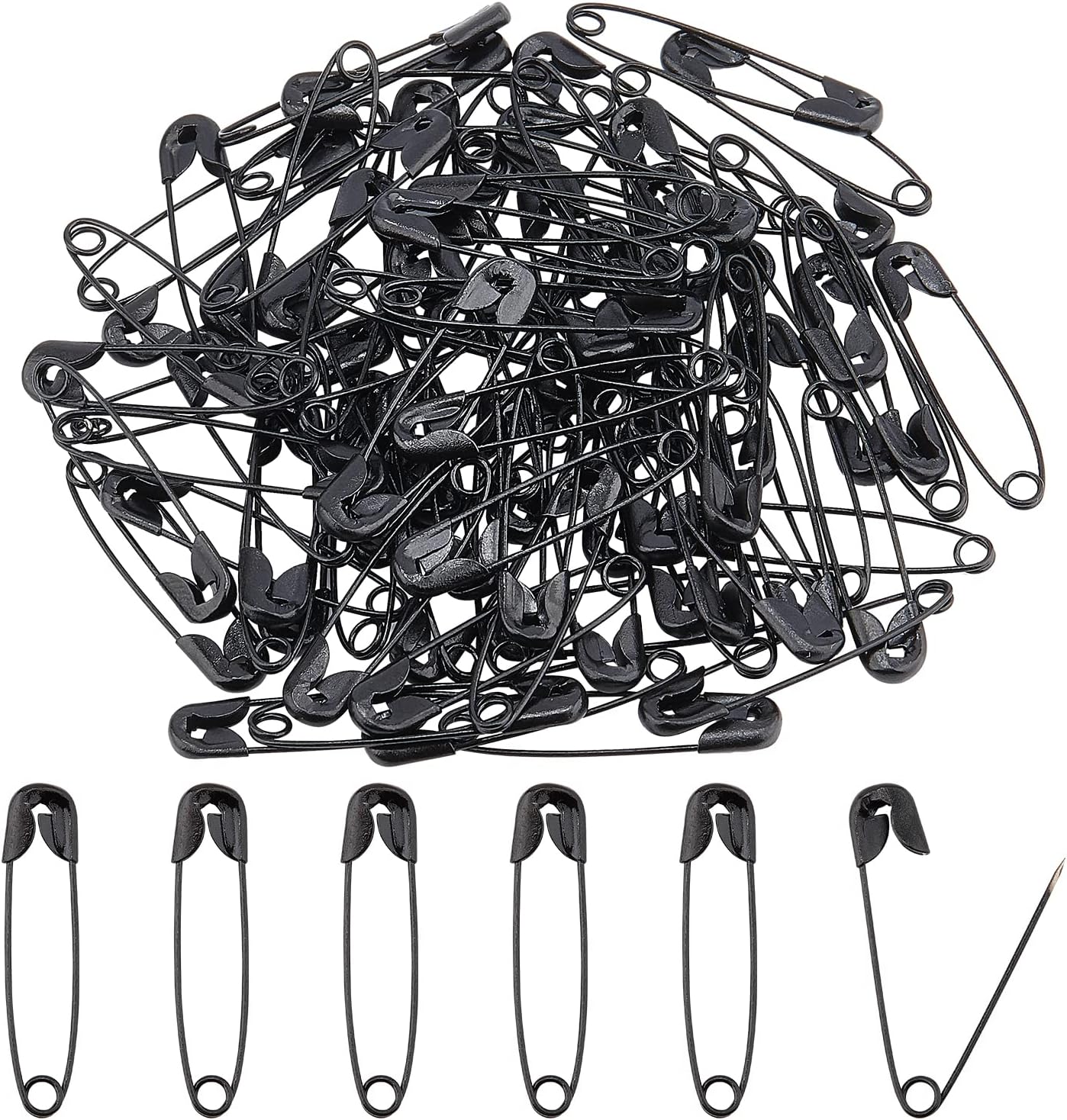 arricraft 100PCS 1" Black Safety Pins, Colored Safety Pins Bulk Sewing