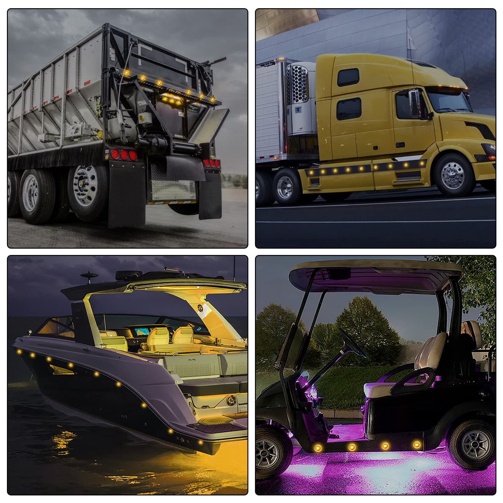Baceyong 20 szt. 12V-24V Samochód LED Boczny Marker Wyczyść Światła Sygnałowe Lampy sygnałowe, Uniwersalne okrągłe wskaźniki sygnału bocznego Lampy dla ciężarówek Zwiastun SUV Caravan Camper, Amber