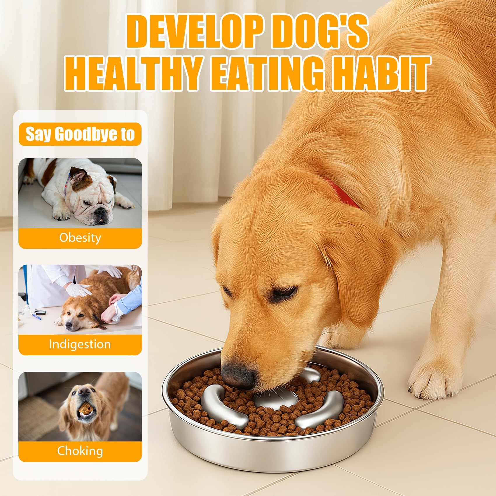 KASBAH Slow Feeder Dog Bowls Stainless Steel,2.5Cups Capacity Metal Slow Feeder Dog Bowl,Double-Sided for Food & Treats,Dogs Water Bowl for Medium Large Dogs to Slow Down Eating - image 3