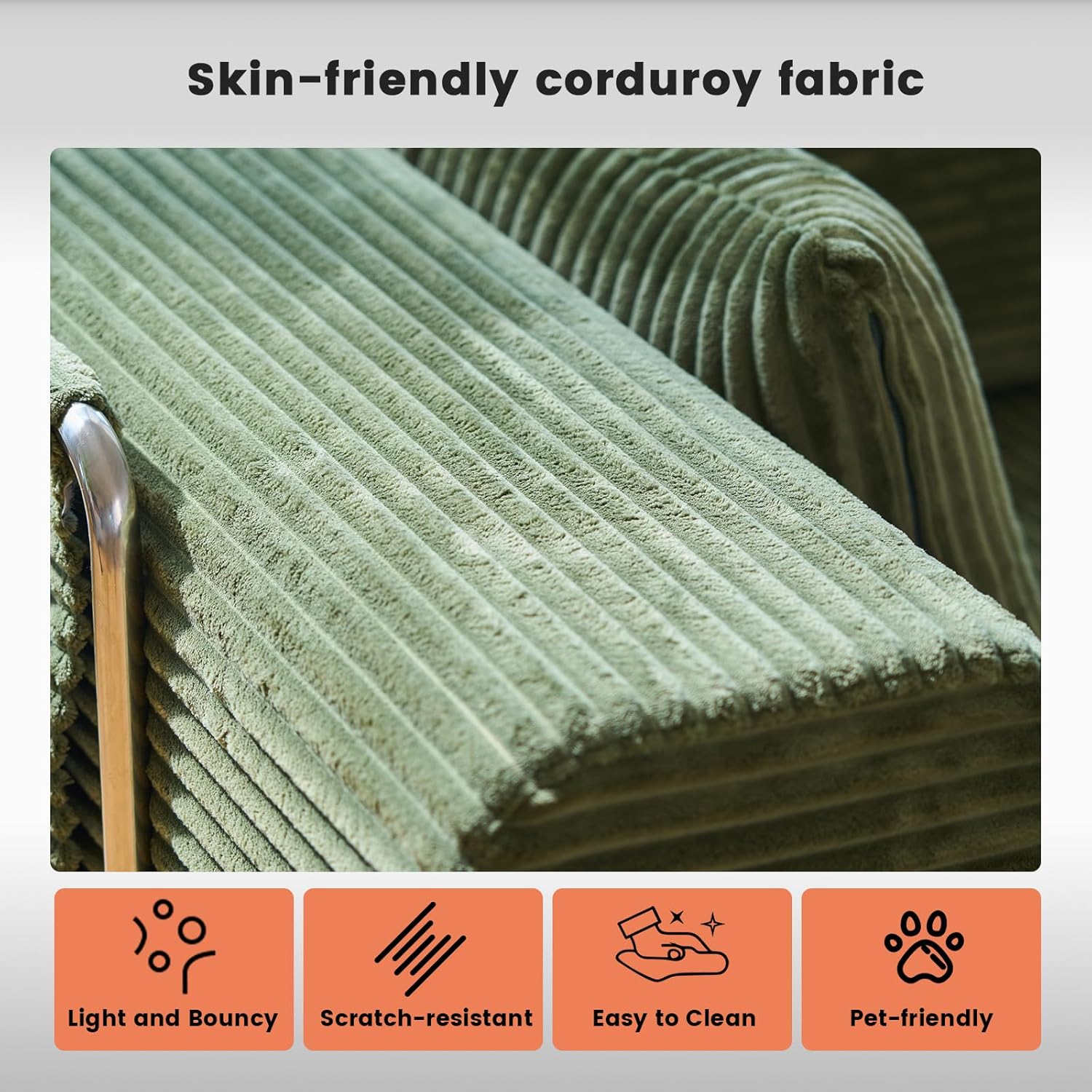 Modular Floor Sofa, 7-in-1 Convertible Corduroy Sectional with Storage, Olive Green (Green, 80.15" Double armrest)