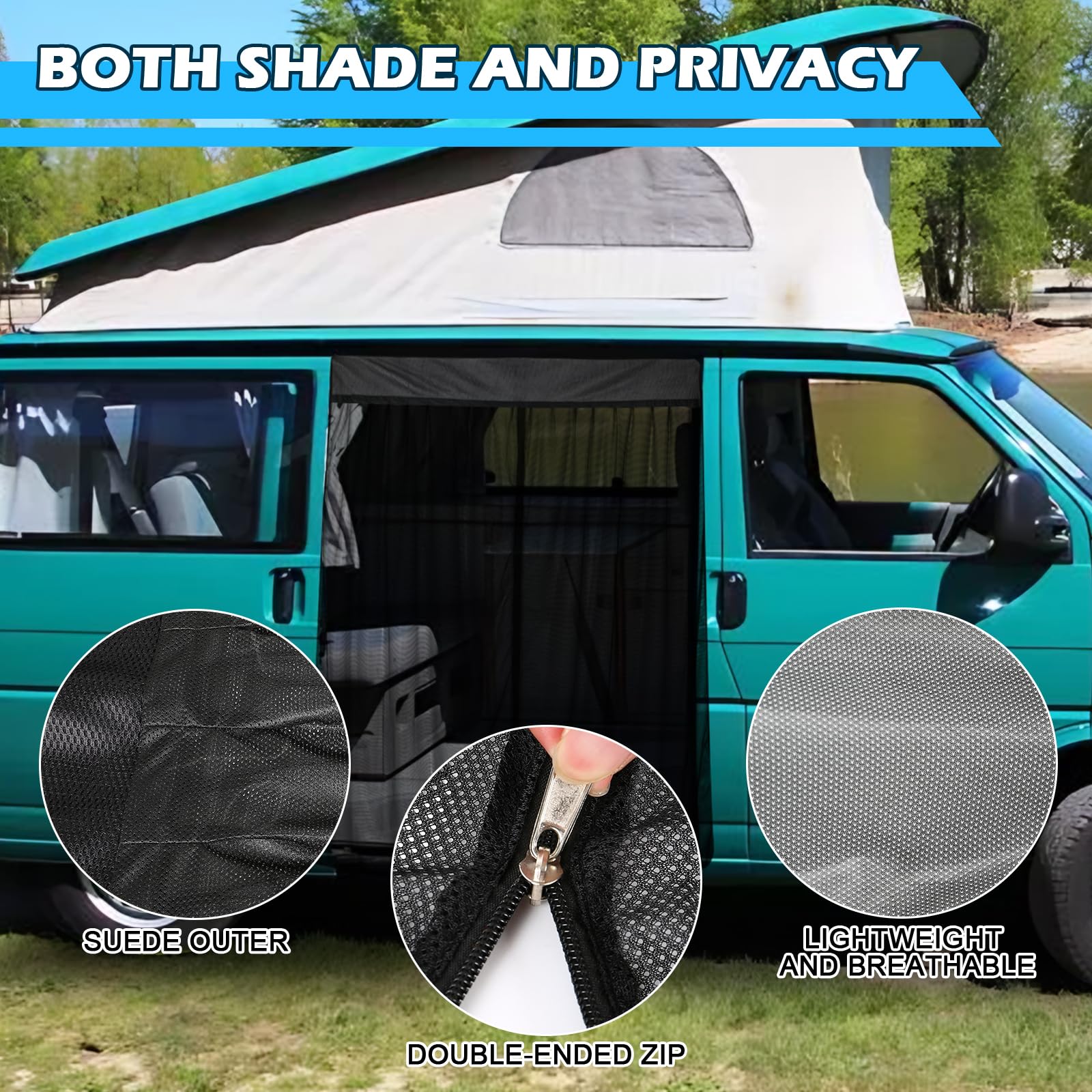 Magnetisches Insektennetz für VW T4 1990-2003, Schiebetür Insektenschutz mit 4-seitigen Magneten für Camping