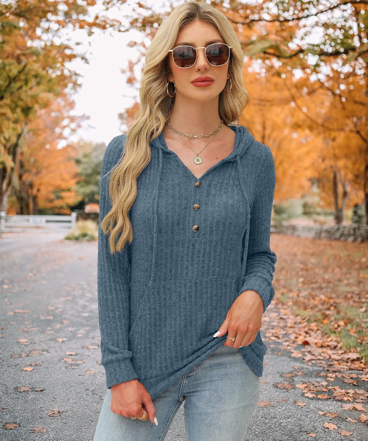 Womens Sweaters Fashion Hoodies Long Sleeve Tops Casual Sweatshirts Fall Outfits Pullover Winter Clothes 2025 - Image 2