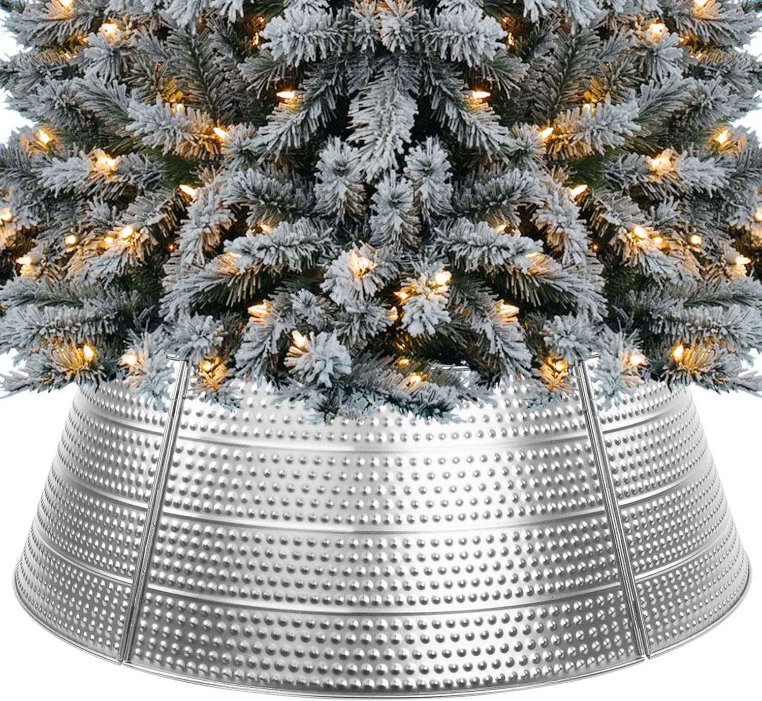 Amazon.com: Christmas Tree Collar Metal, 28" Silver Tree Collar, 5 ...