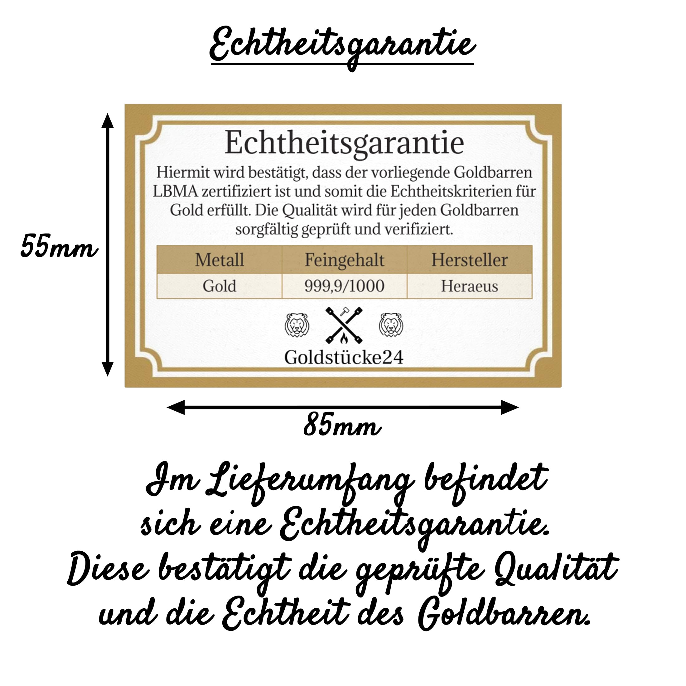 Gold zum Verschenken – Goldbarren 1g Heraeus - Kinebar - inkl. Geschenkverpackung, Grußkarte und Echtheitsgarantie