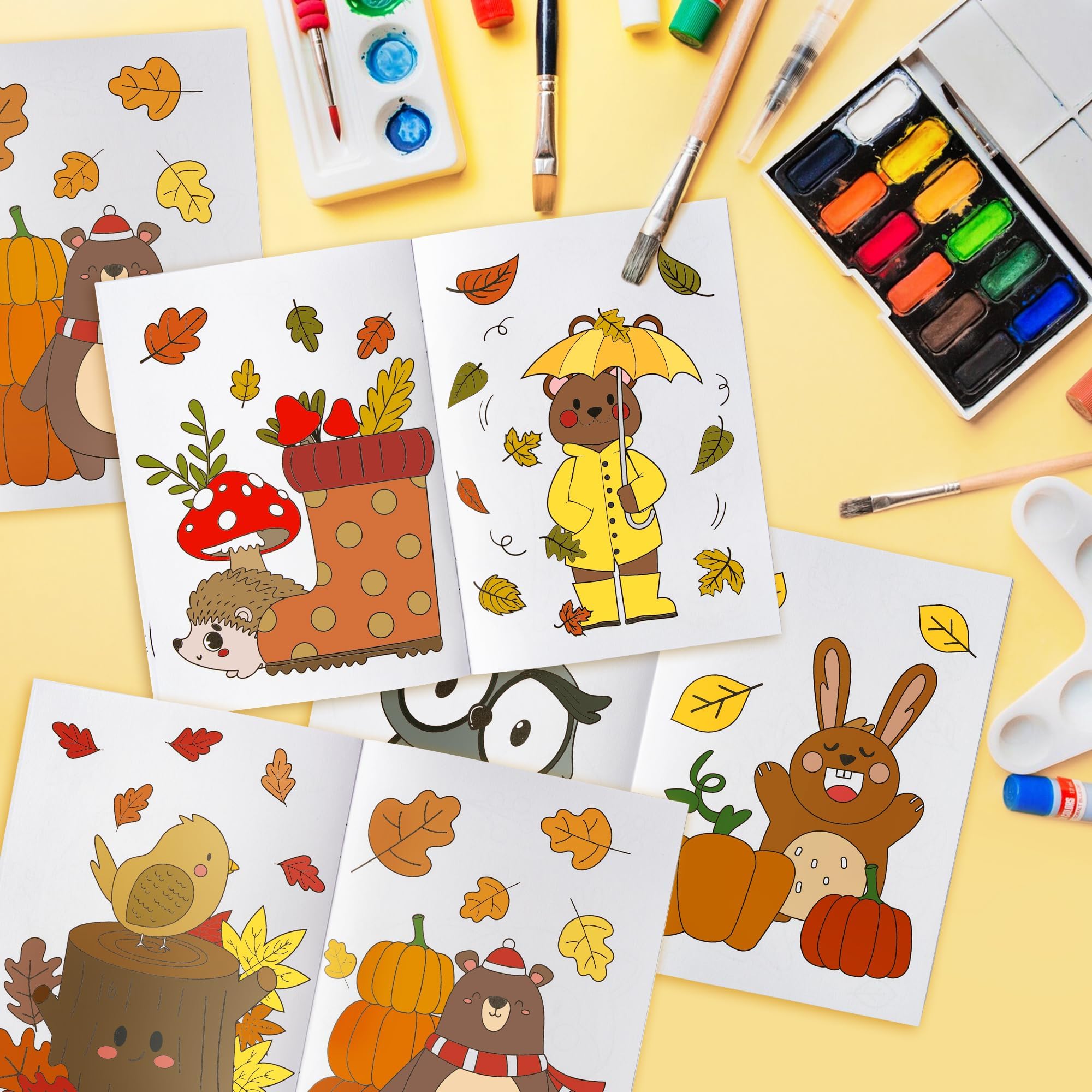 96 libri da colorare a tema animale per bambini Bulk Fall Mini libretto da colorare autunno fai da te libro da disegno artistico con scoiattolo riccio per bambini Halloween Ringraziamento festa di