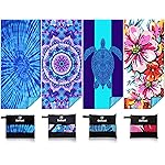 4 Pack Lightweight Thin Beach Towel Oversized 71x32 Big Extra Large Microfiber Sand Free Towels for Adult Quick Dry Travel Camping Beach Accessories Vacation Gift Turtle Tie Dye Mandala Flower