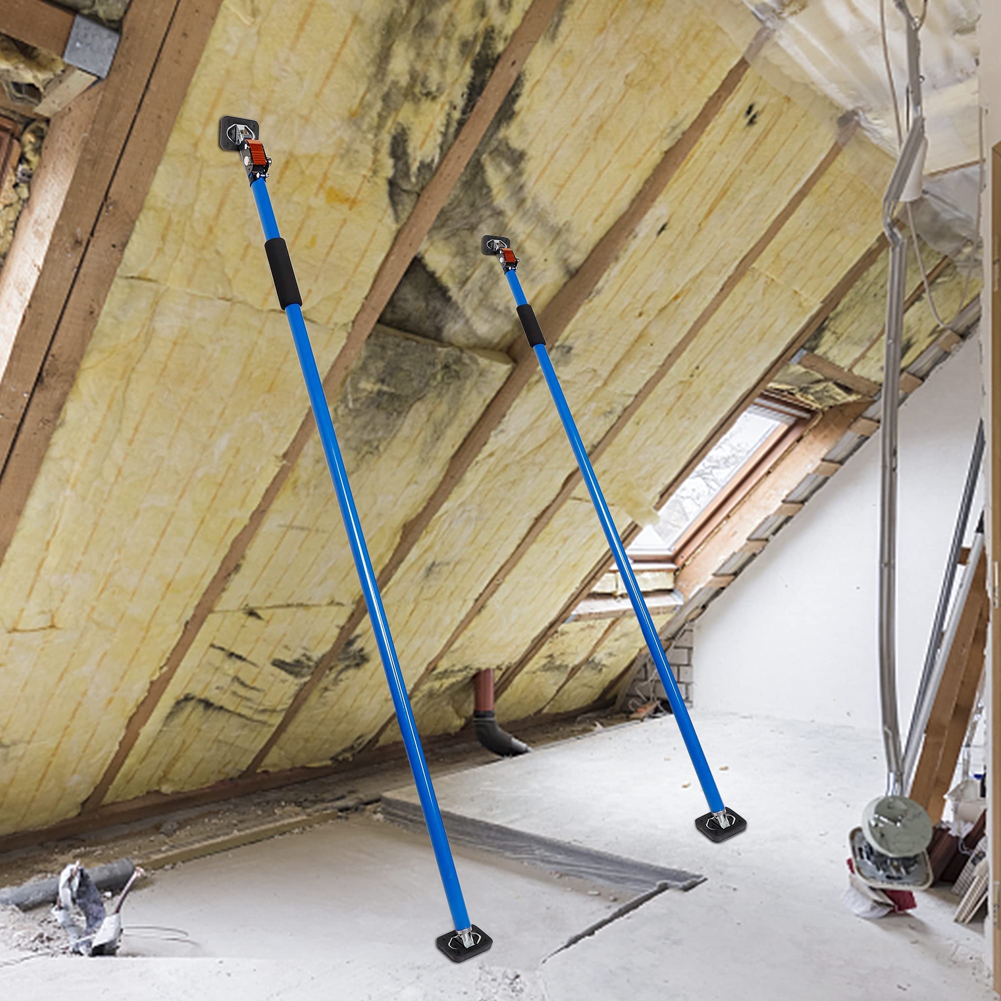 SAND MINE Adjustable Support Pole, 3rd Hand Support System, Steel Quick Support Rod, Upper Hand Work Support for Cabinet Jacks Cargo Bars Drywall Support, 2 Pack