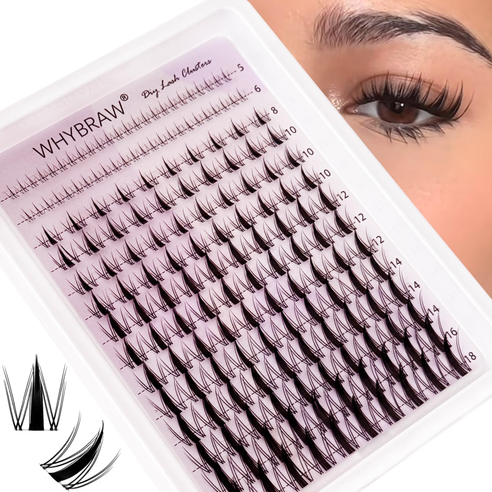 Lash Clusters Manga Lashes Fairy Lashes Cluster Whybraw Wispy C Curl 140 Pcs Individual Anime Lash Clusters DIY Eyelash Extension Natural Look Reusable Clear Thin Band Mix Spikes Eyelashes Extension
