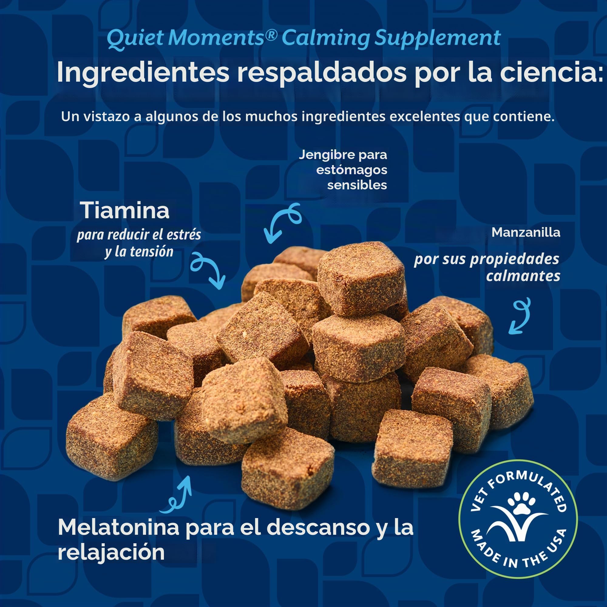 NaturVet Quiet Moments Suplemento calmante para perros, masticables suaves para perros con melatonina para ayudar a reducir el estrés de las tormentas, el veterinario, los fuegos artificiales y los