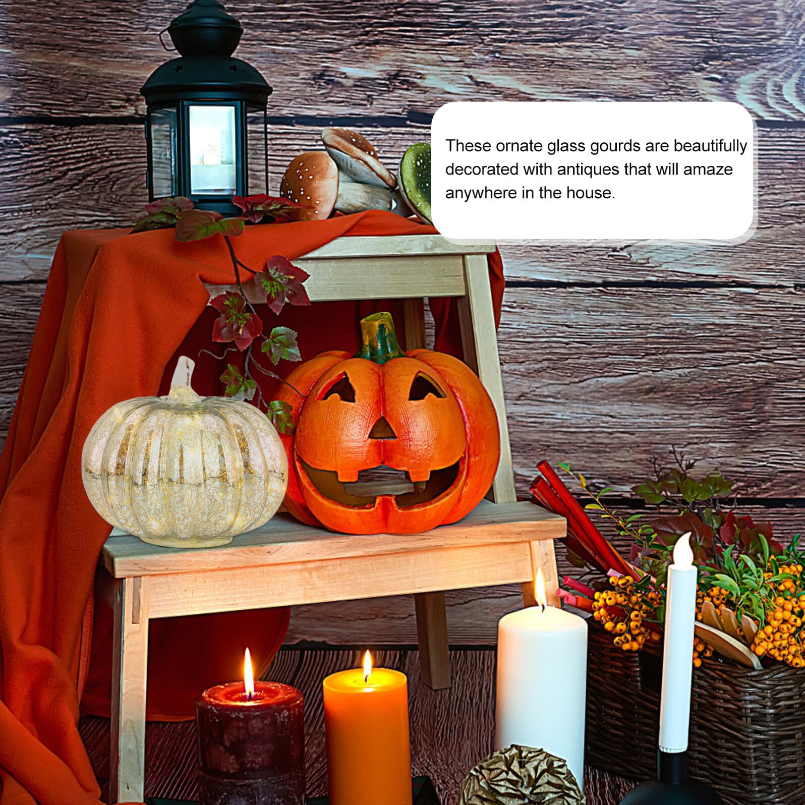 Halloween LED Świecąca Lampa Dyniowa Ze Srebrnym Efektem Migotania bez Baterii Dekoracja Imprezy Dom i Bar Bezpieczna i Flameless
