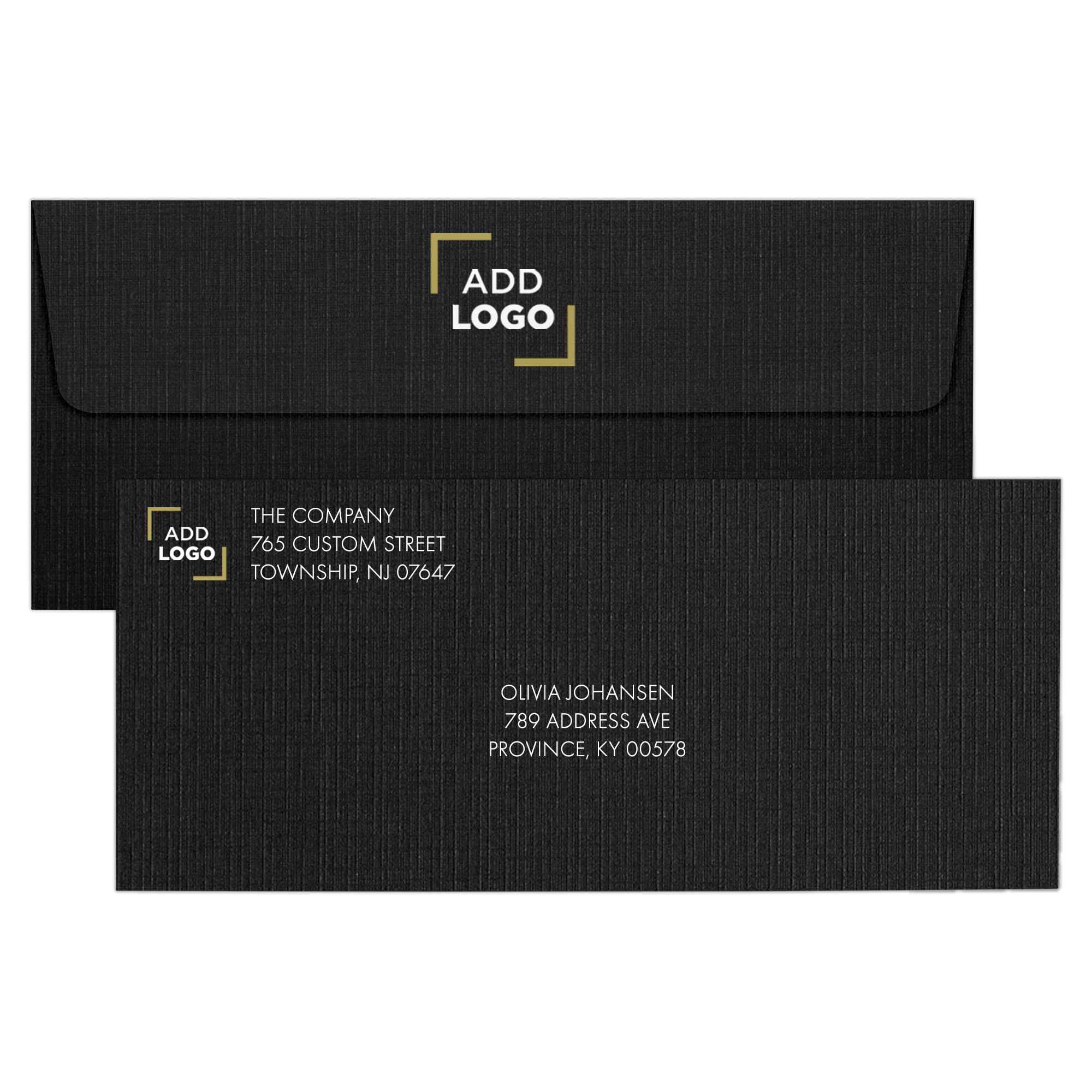 LUXPaperCustom Printed #10 Business Envelopes | 50 Qty | Personalized Address/Logo | Peel & Press | 4 1/8" x 9 1/2" | Black Linen | 80lb. Text