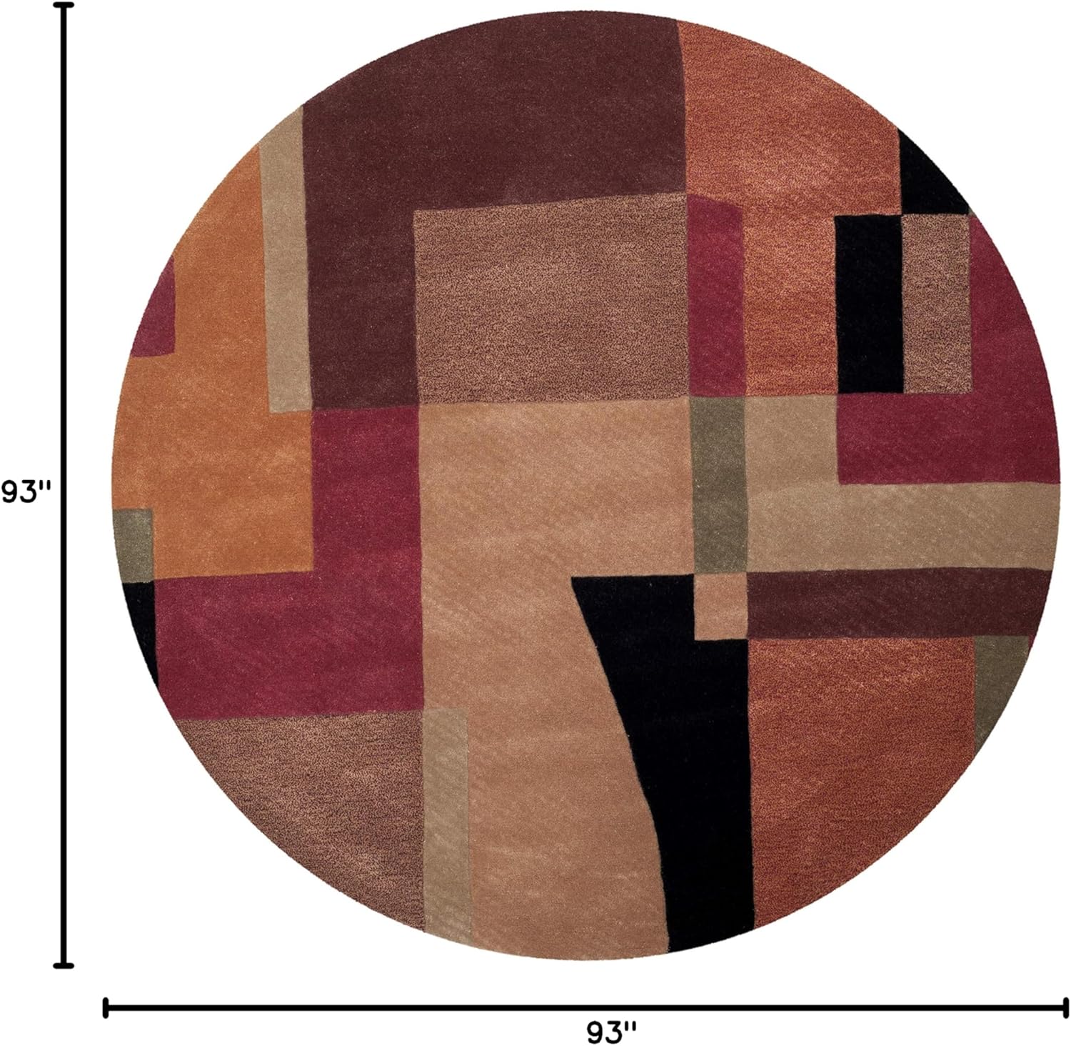 SAFAVIEH Rodeo Drive Collection Area Rug - 7'9" Round, Multi, Handmade Mid-Century Modern Abstract Wool, Ideal for High Traffic Areas in Living Room, Bedroom (RD868A)