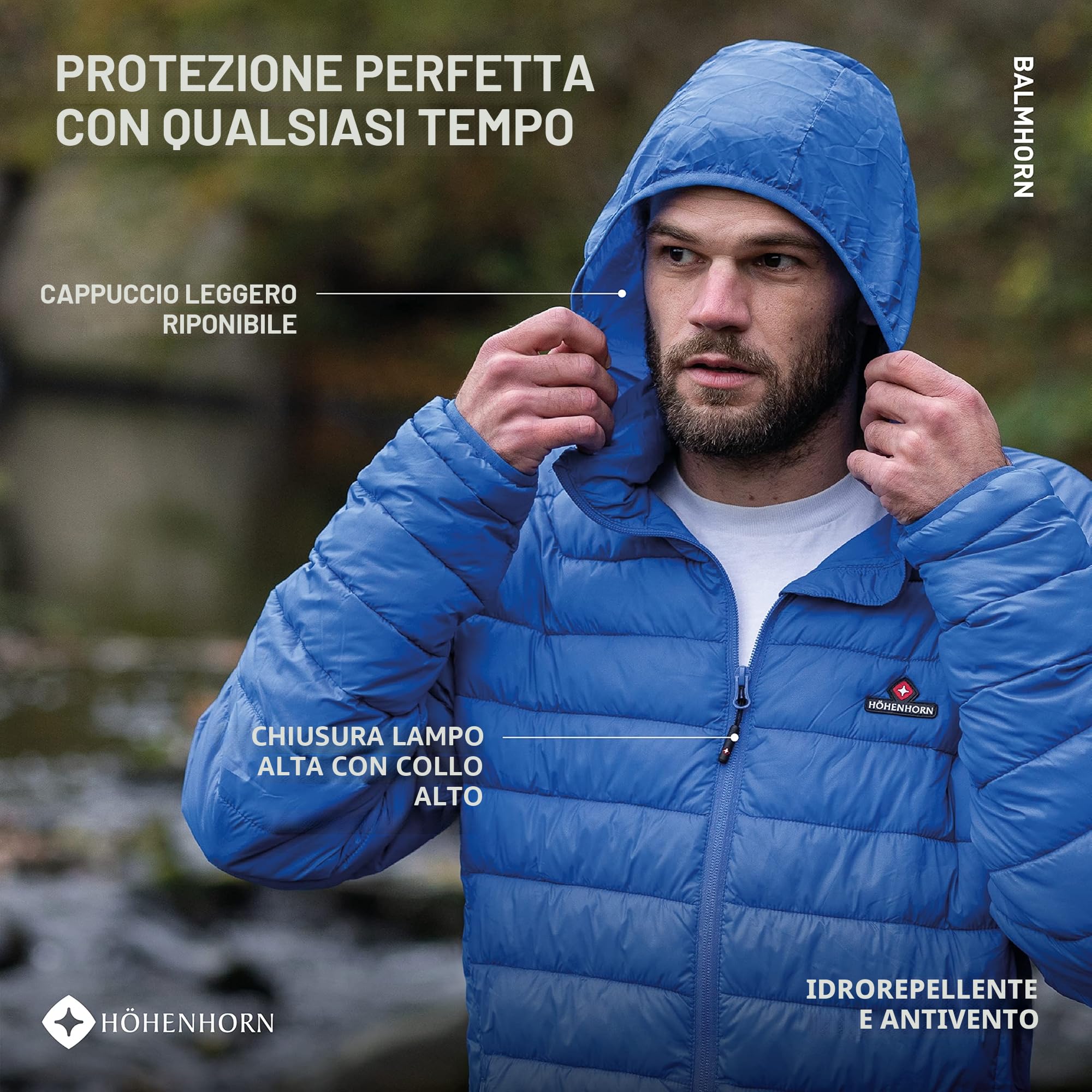 Höhenhorn Balmhorn Giacca trapuntata da uomo con cappuccio, per le mezze stagioni
