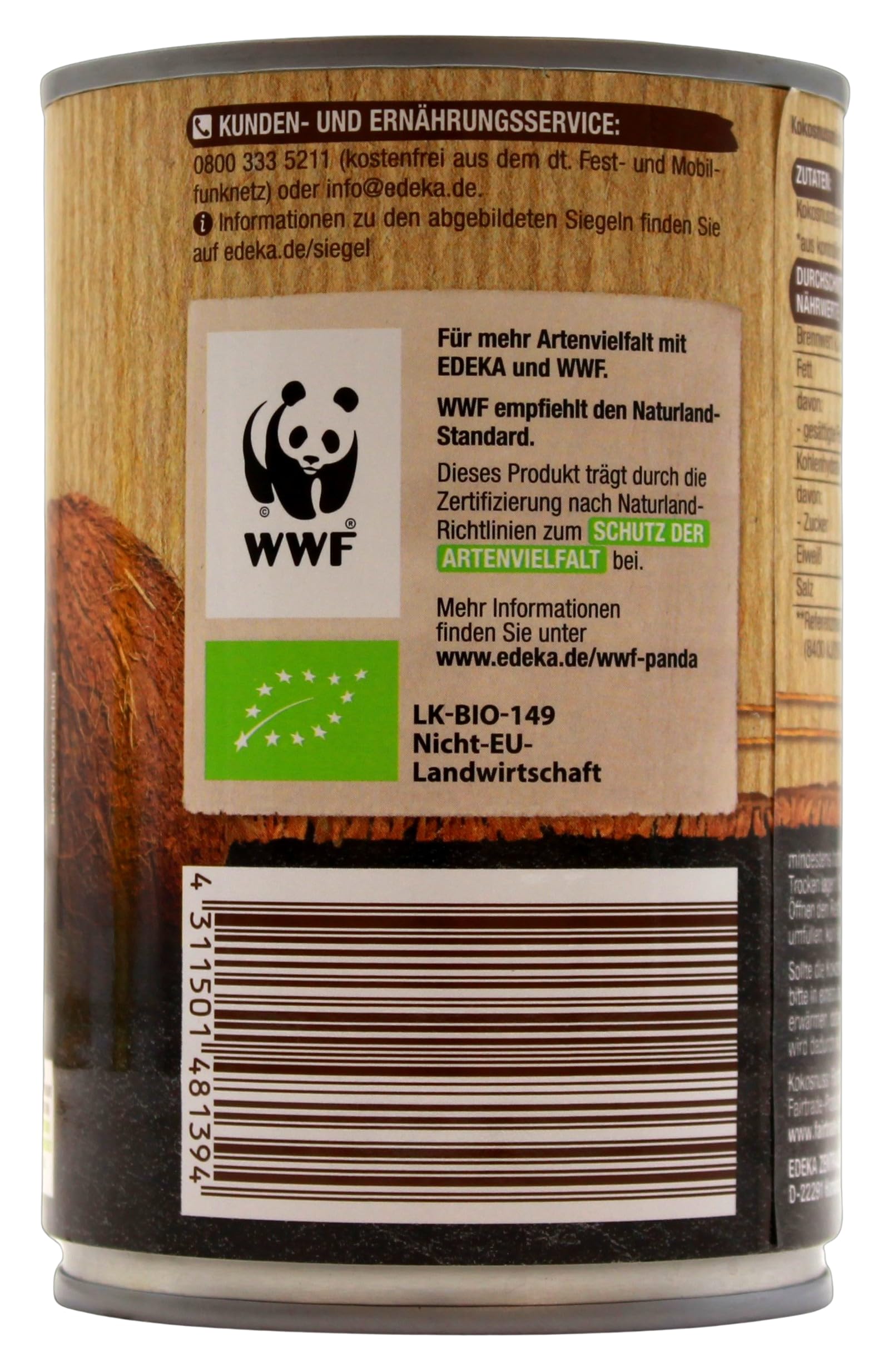 Edeka Bio Kokosnussmilch, 12 x 400ml