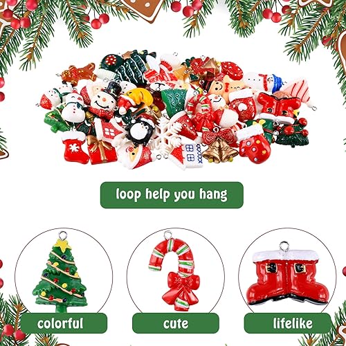 Miniatura 2 de Garma 48 piezas de mini adornos de Navidad, juego pequeño de adornos para árbol de Navidad con Papá Noel, muñeco de nieve, campanas, adornos