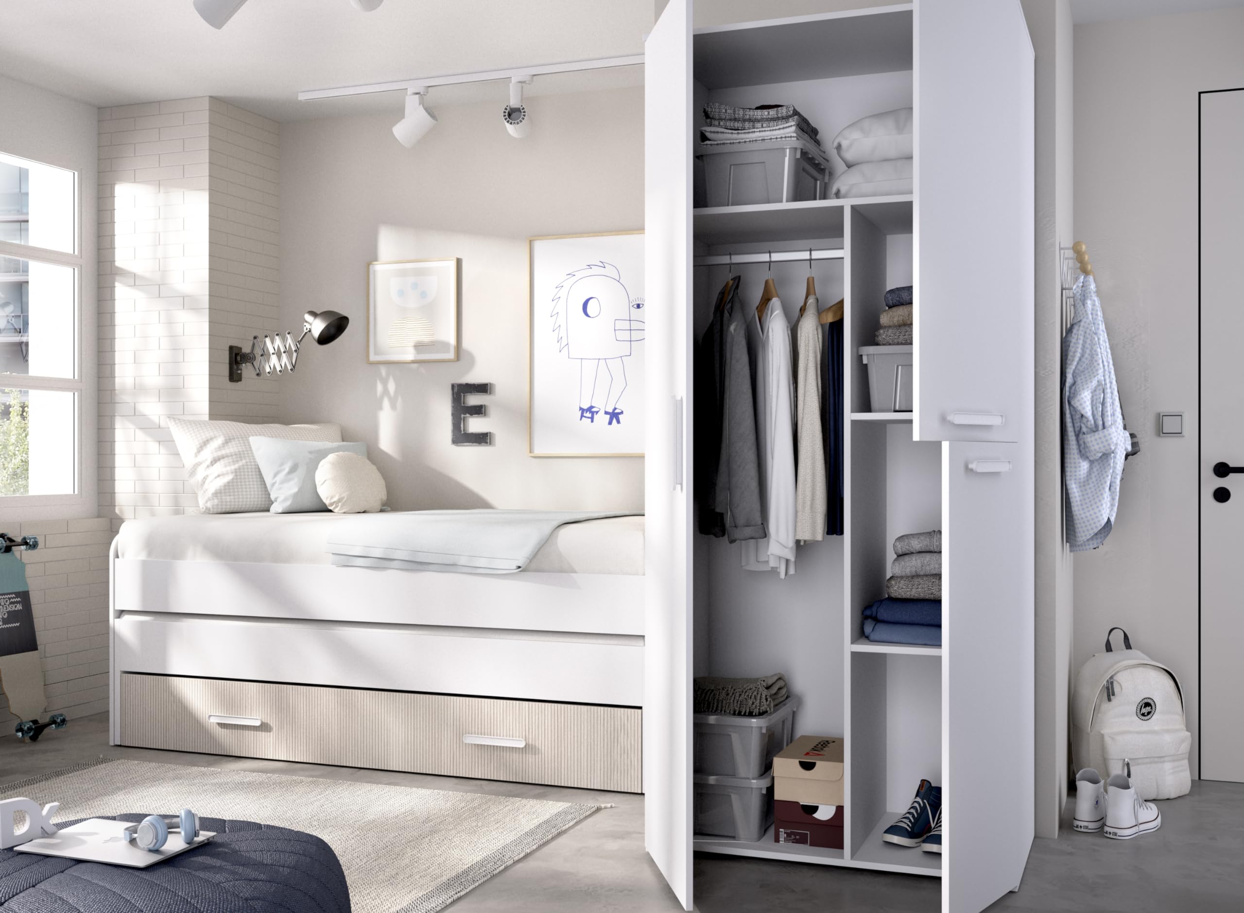 DEKIT GRUPO RIMOBEL LEKA - Armario LEKA con tres puertas - BLANCO - 205 x 90 x 52