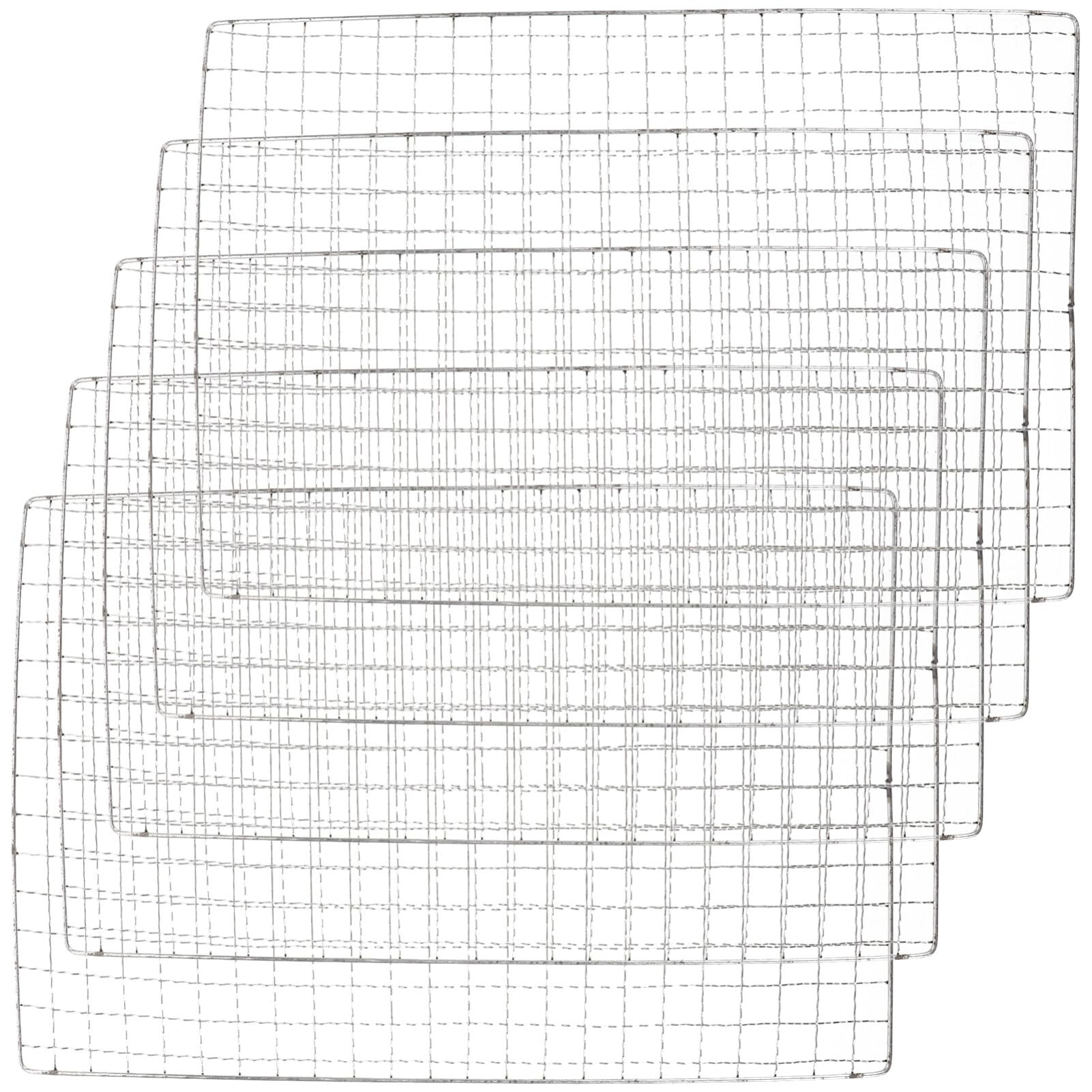 GANAZONO Disposable Grill Topper, 5pcs BBQ Mesh Grilling Mat Rectangular Grilling Liners Vegetable Meat Grill Tray for Outdoor BBQ Grill