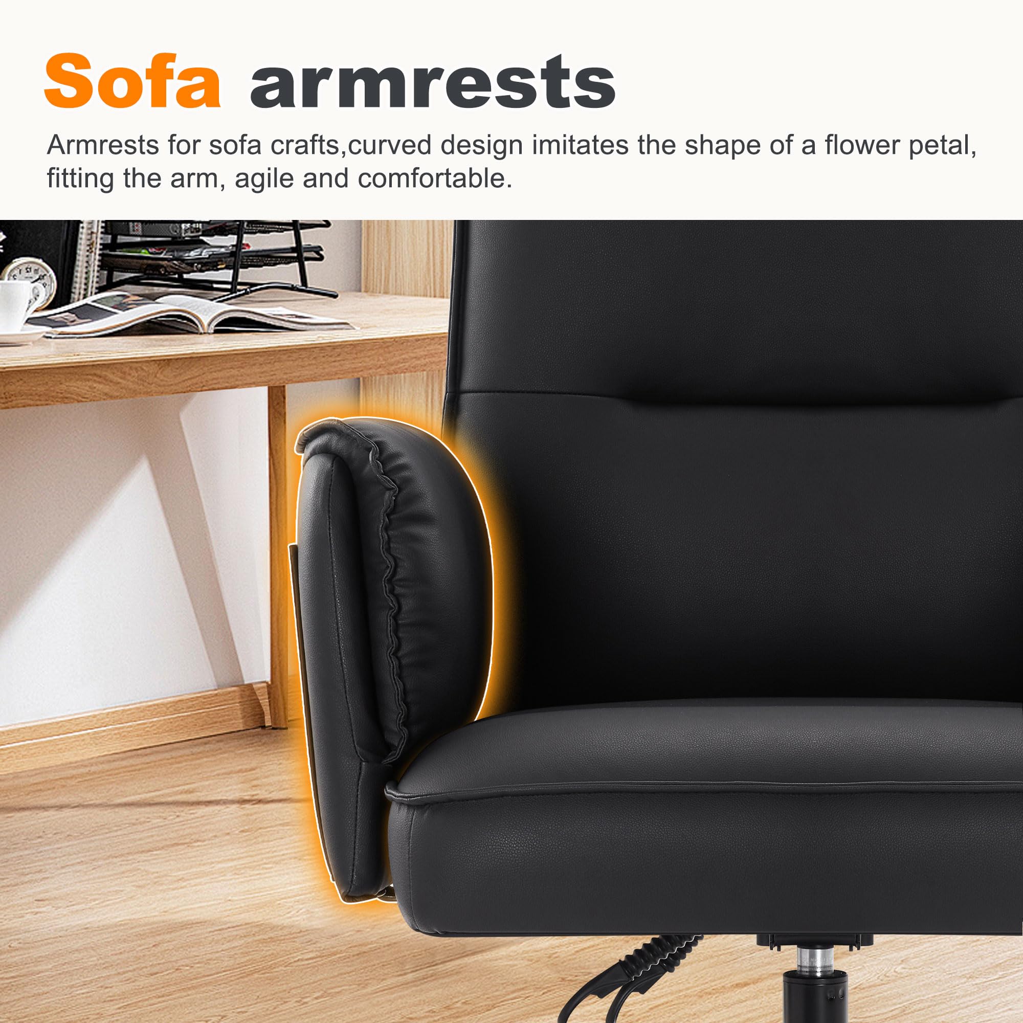 IWMH Bürostuhl,PU Leder Schreibtischstuhl, 90-135° Reclining Drehstul | Breiten Sitz Chefsessel mit Rollen,Schminktisch Stuhl Höhenverstellbarer mit Armlehne für Büro,Homeoffice(Braun)