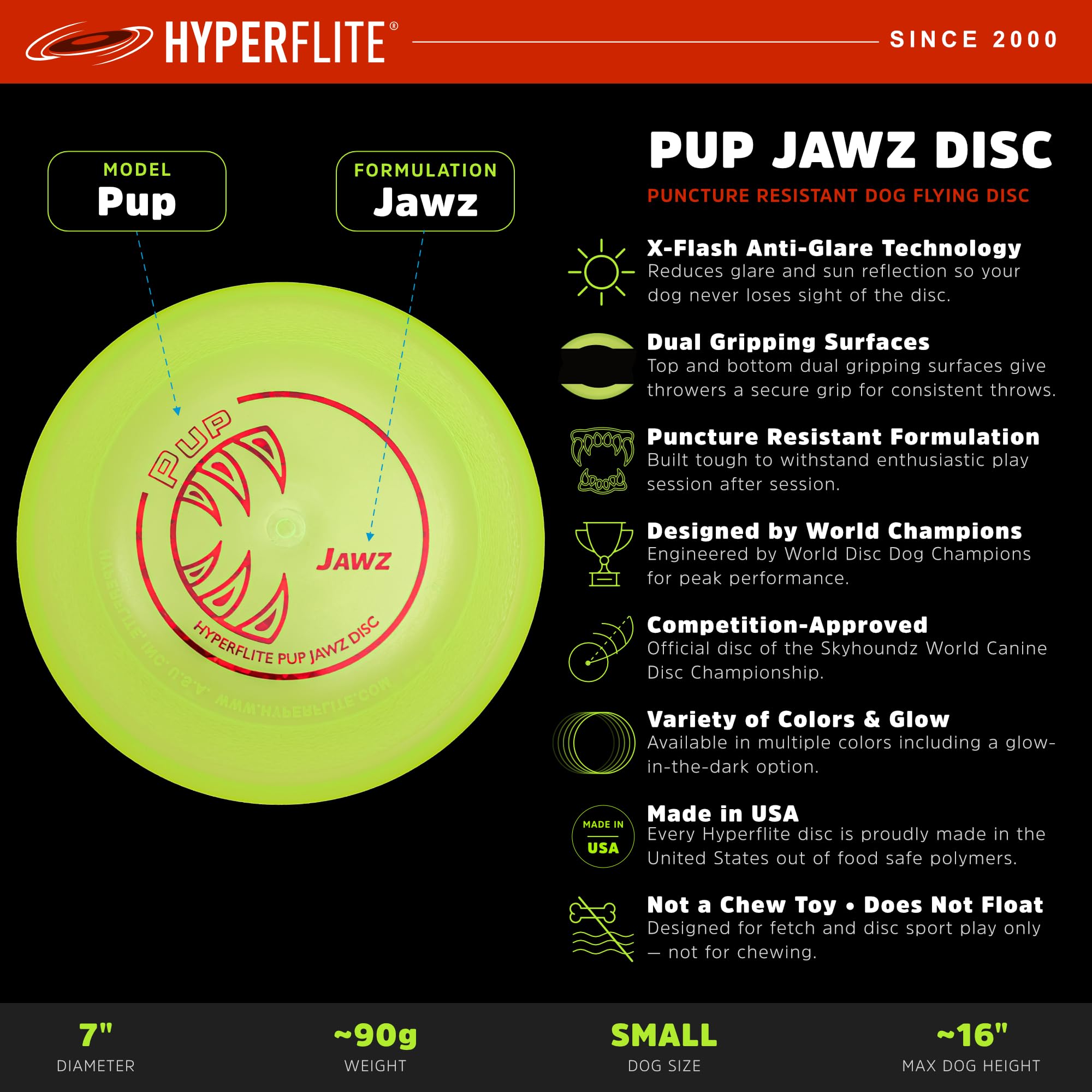 Hyperflite Jawz szczeniak, 17,7 cm, cytryna limonka