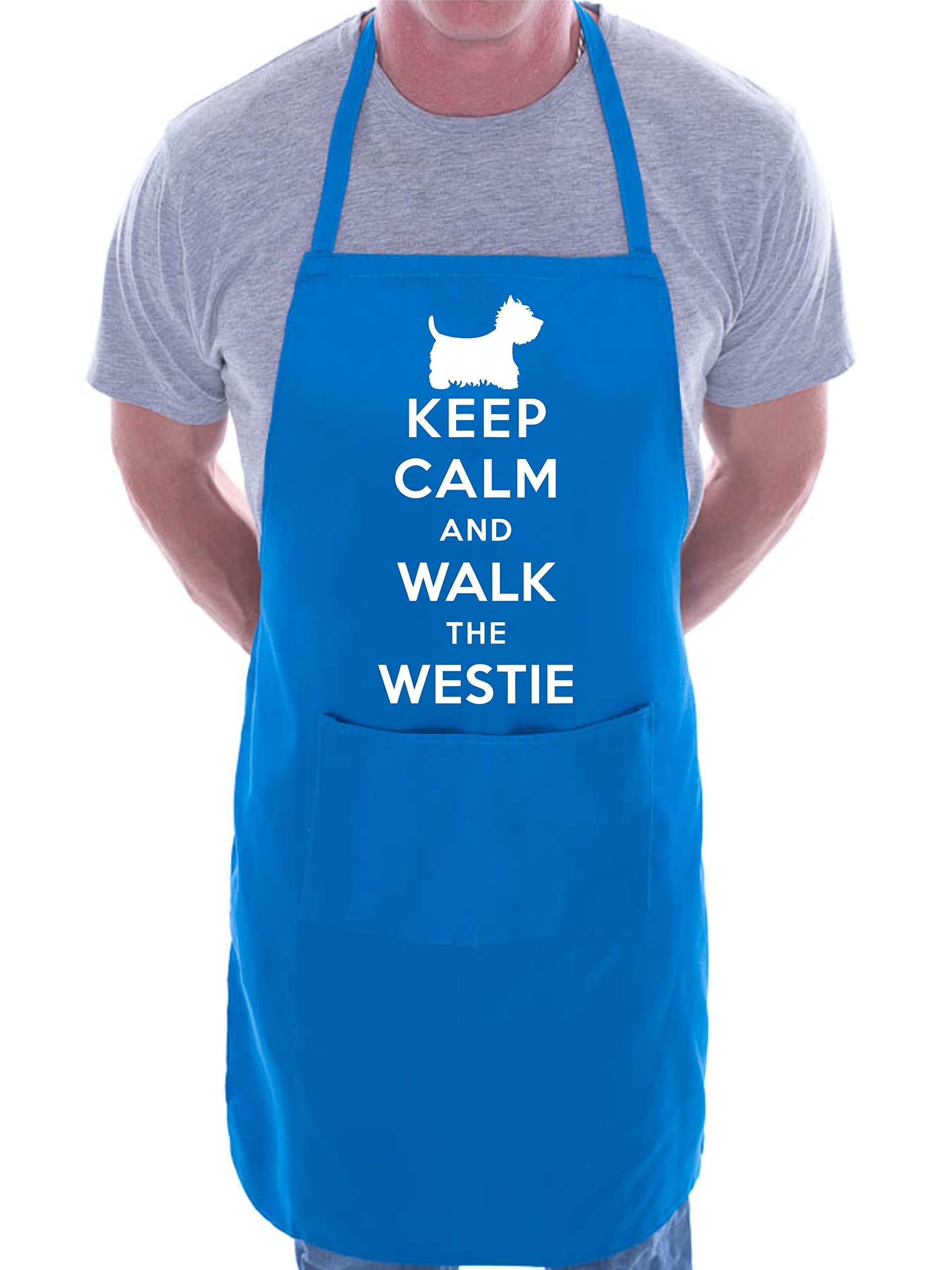 Print4u Men's Blue Keep Calm Walk The Westie Dog Lover Bbq Cooking Novelty Apron
