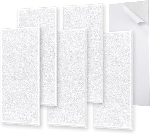 Paquete de 6 paneles acústicos autoadhesivos de 15.75 x 31.5 x 0.47 pulgadas, paneles de pared acústicos insonorizados con borde biselado de alta