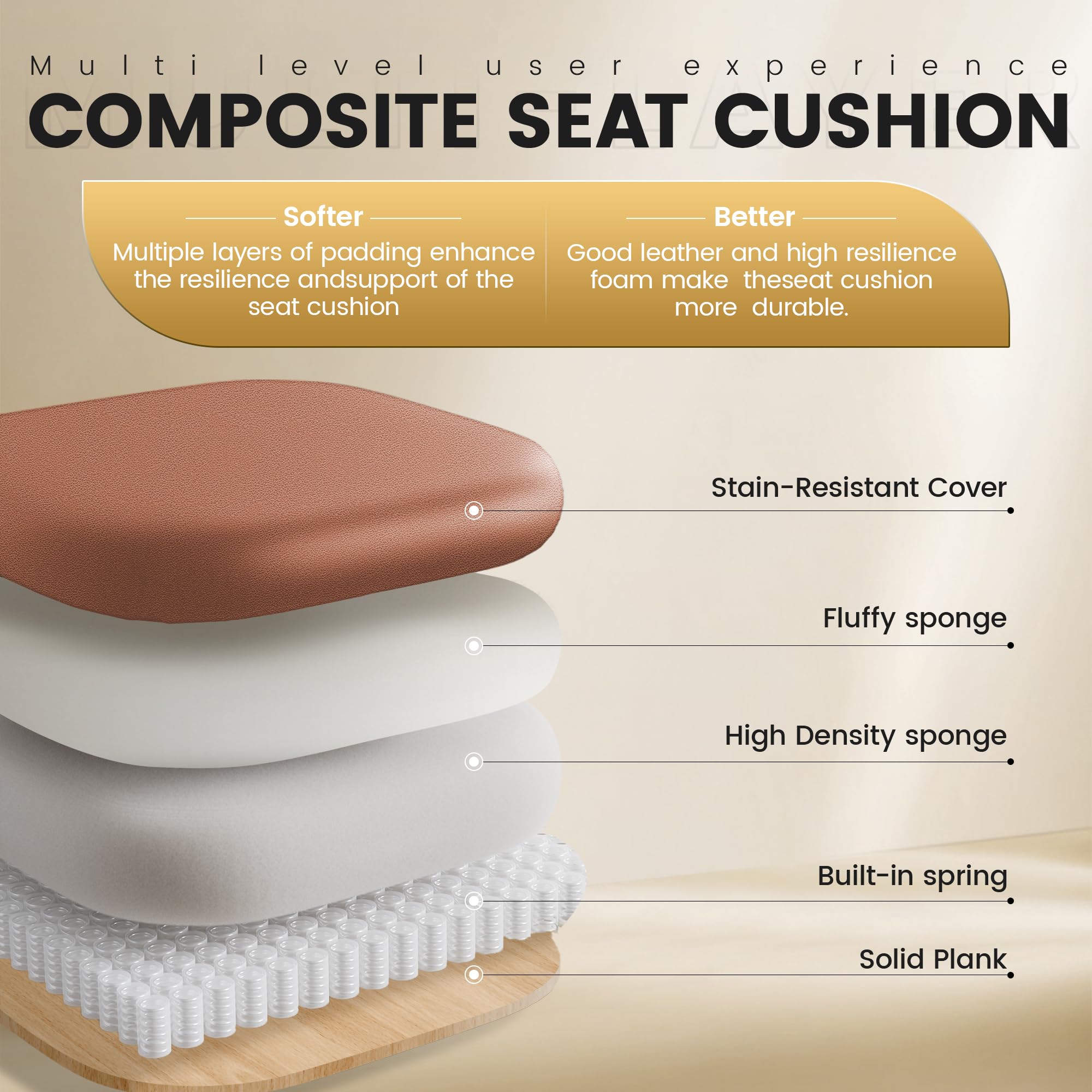 Sedia Ufficio ampia, Sedia direzionale ergonomica con poggiapiedi 165° schienale regolabile sedia gaming casa in ecopelle 150-200KG, Marrone