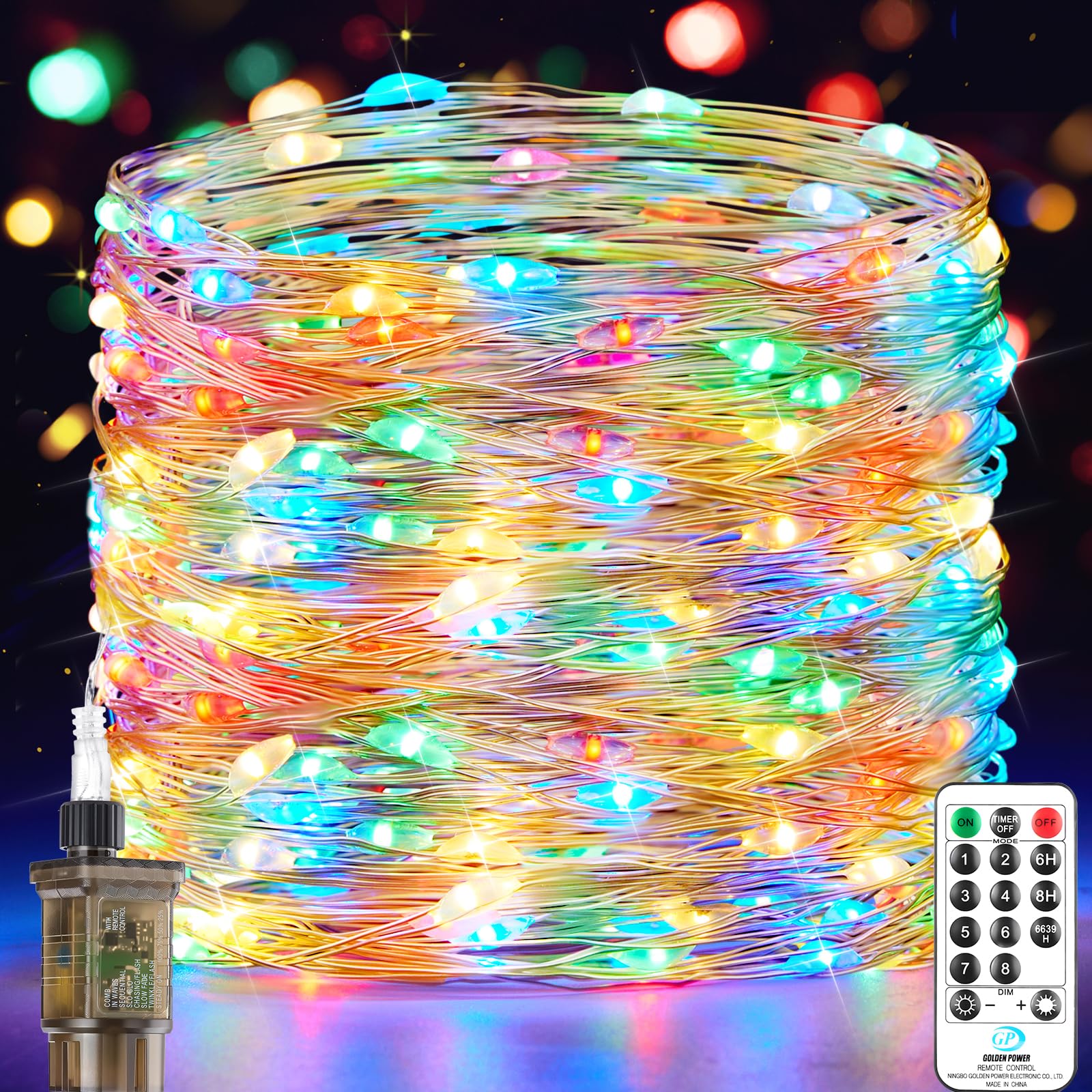 Fairy Lights Plug in, 23M 200 LED String Lights Mains Powered, Copper Wire Multicoloured Christmas Tree Lights with Remote Timer for Indoor Outdoor Christmas Decorations, Bedroom, Party, Wedding