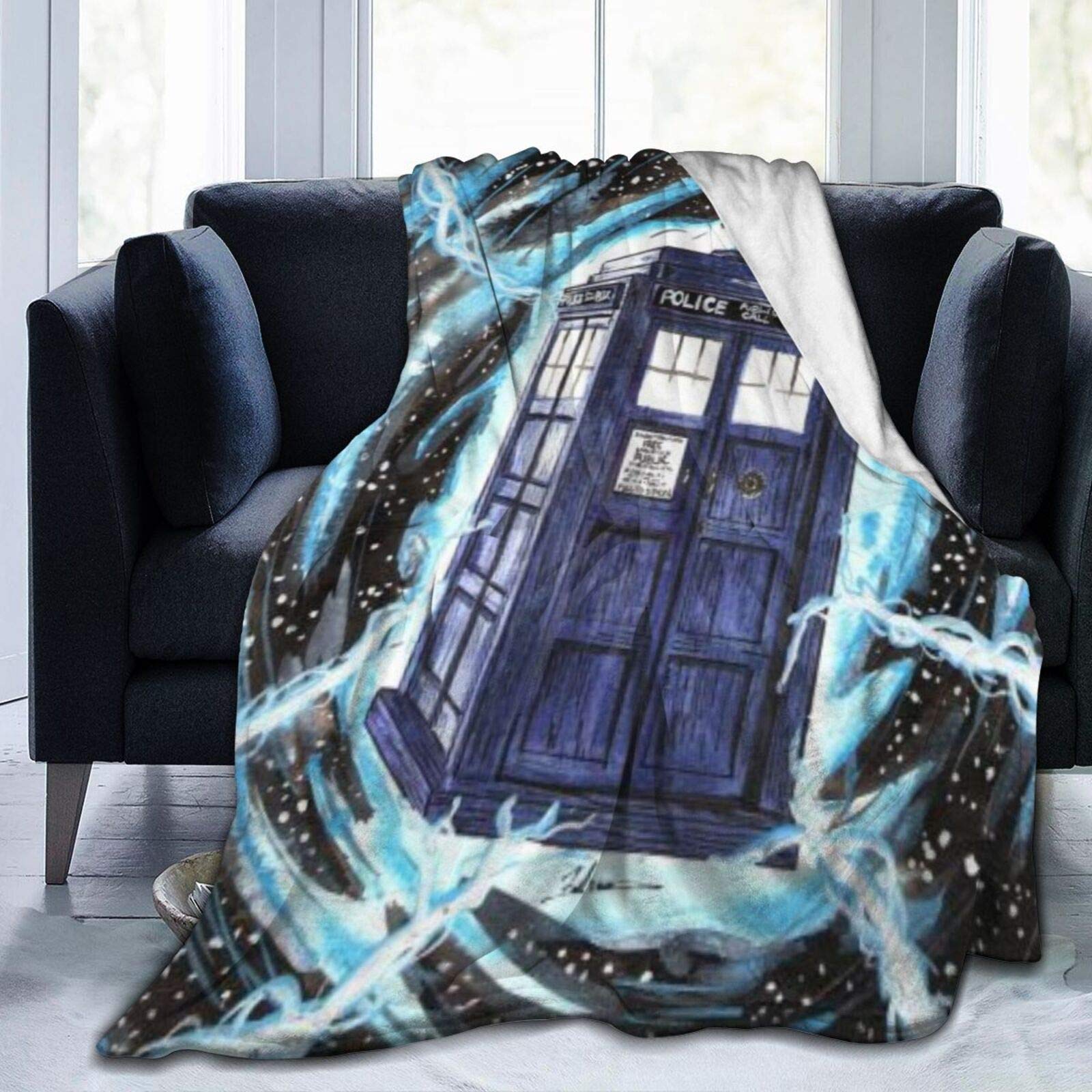 YINGD Tardis Home Printed Flannel Blanket Soft and Comfortable Throw Blanket Warm Anti-pilling Bed Blanket for Sofa Couch Bedroom 100x125cm